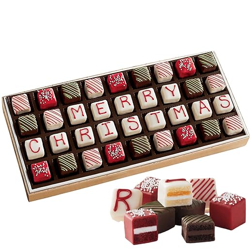 The Swiss Colony Merry Christmas Petits Fours - Gourmet Mini Layer Cakes, Assorted Red Velvet, Strawberry, Double Chocolate, and Vanilla Treats