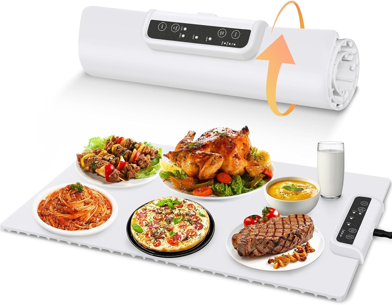 Clefairy Electric Warming Tray, Full Surface Heating,Rollable & Portable,Premium Silicone Nano-Material,3 Temperature Settings,Auto Shut-Off -Versatile Food Warmer for Gatherings,Parties-image-7