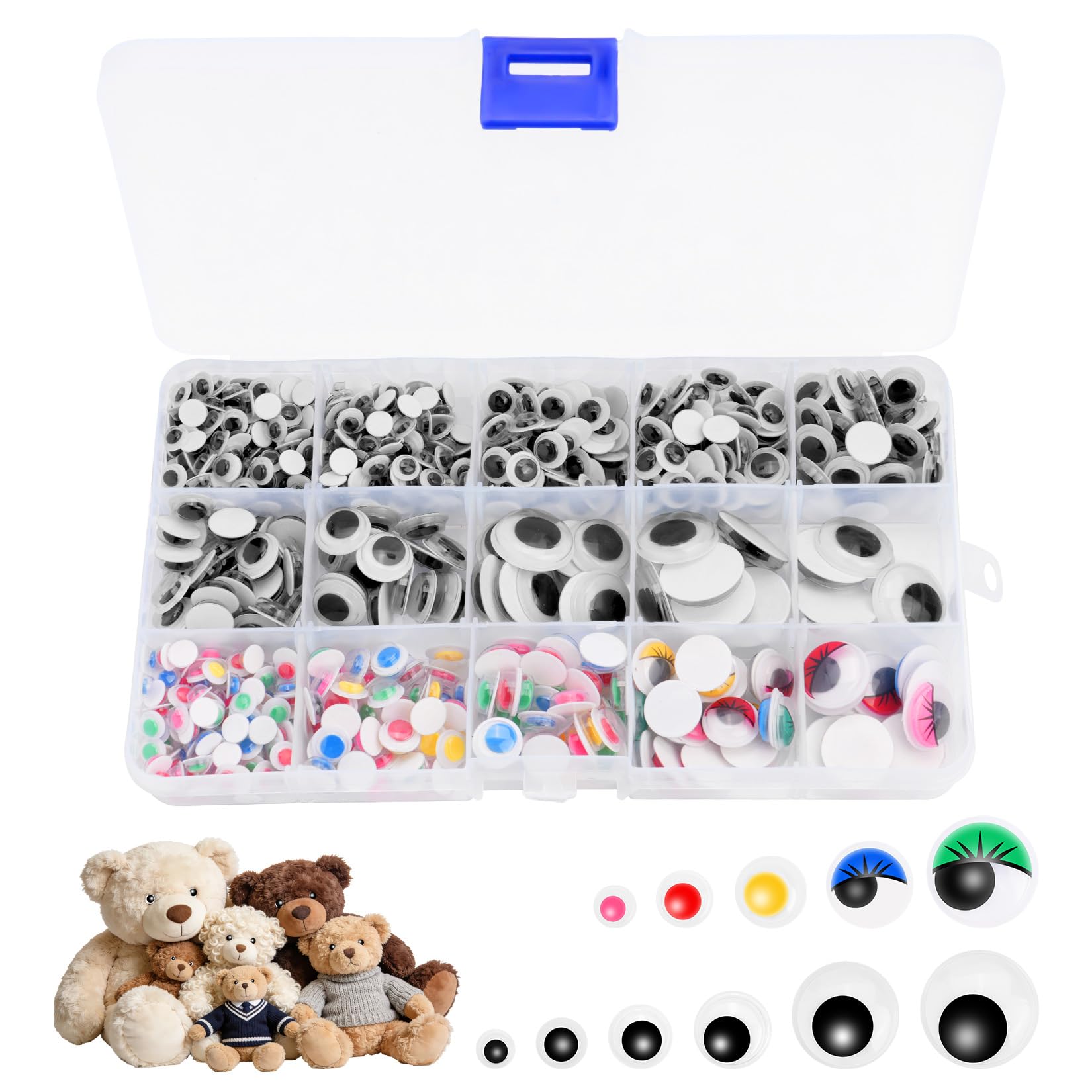 Gangyumaoyi Black And White 750 Pcs Stick On Googly Eyes Self Adhesive Googly Eyes For Crafting, Black And Colorful Sticky Eye For Crafts Diy Projects Arts Scrapbooking Dolls(6Mm, 8Mm, 10Mm, 12Mm, 15Mm, 18Mm)