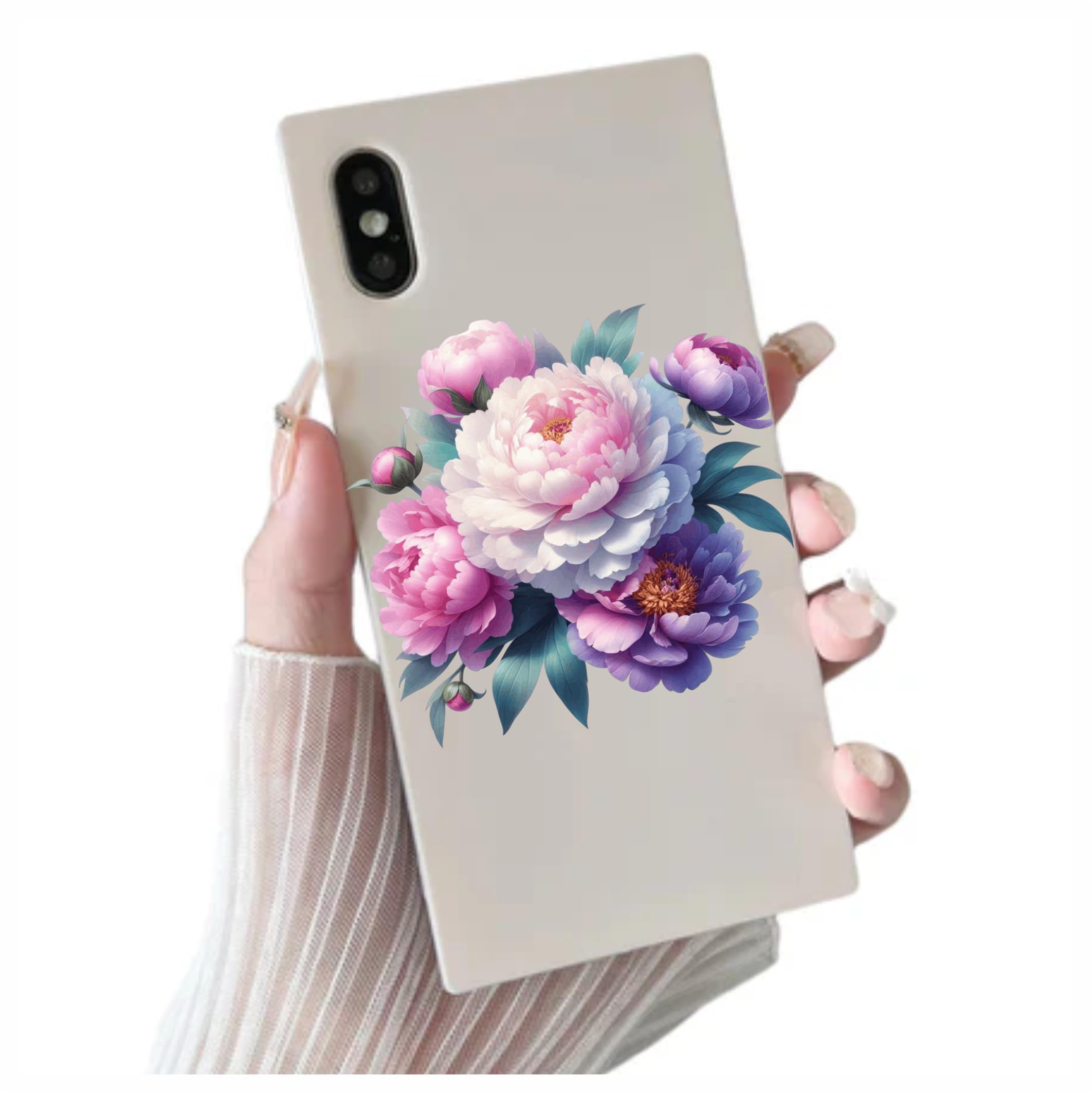 x4 Lilac Peony Flower Vinyl Stickers, Vibrant Blackout Waterproof Decals - Image 3