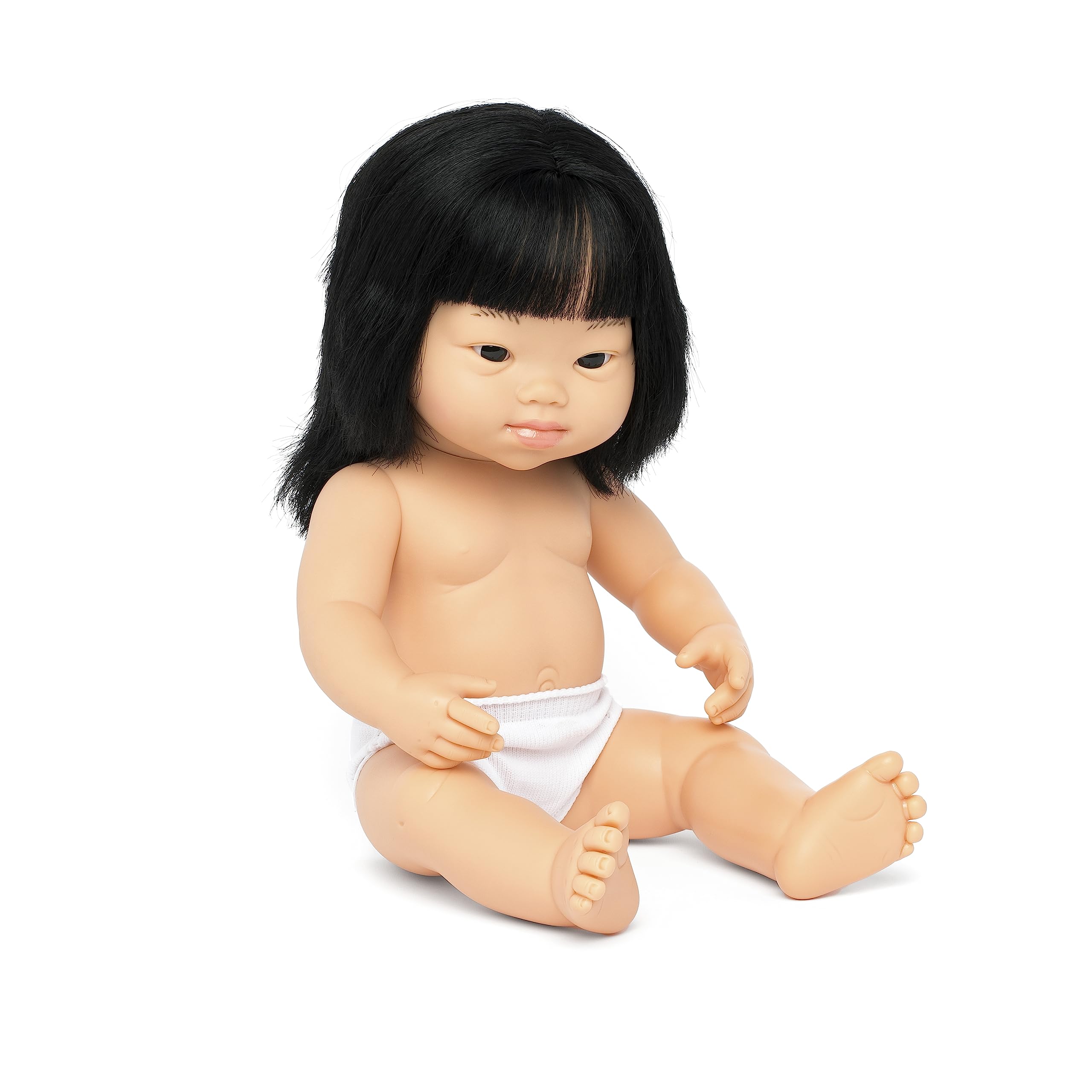 Miniland Baby doll Asian girl with down syndrome 38 cm in polybag without underwear