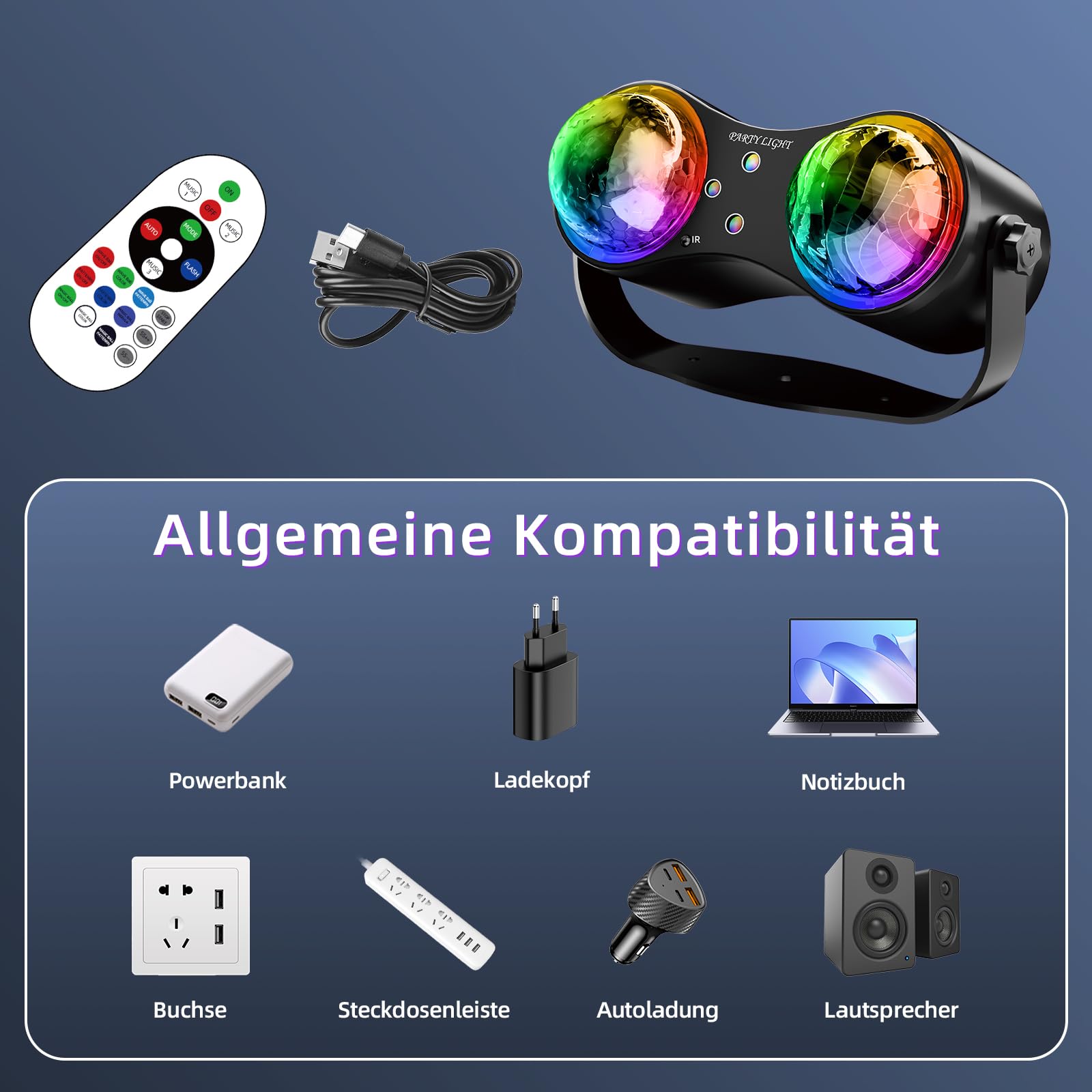Disco Party Light – Sprachgesteuerter Stroboskop-Sternenhimmel-Projektor mit Fernbedienung, DJ-Bühnenlicht, geeignet für Partys, Bars, Geburtstage, Hochzeiten, KTV und andere Anlässe.