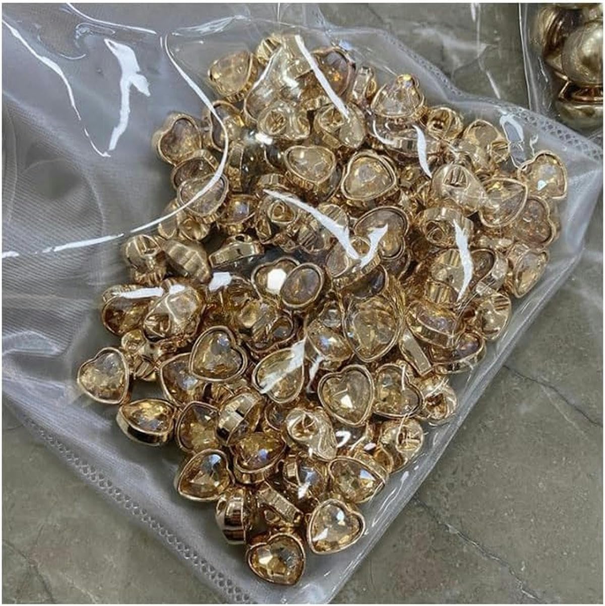 10 mm 100 pièces en forme de cœur foret en métal strass boutons pour coudre bouton de tige en strass boutons en strass pour cardigans-Champagne-10 mm 100 pièces