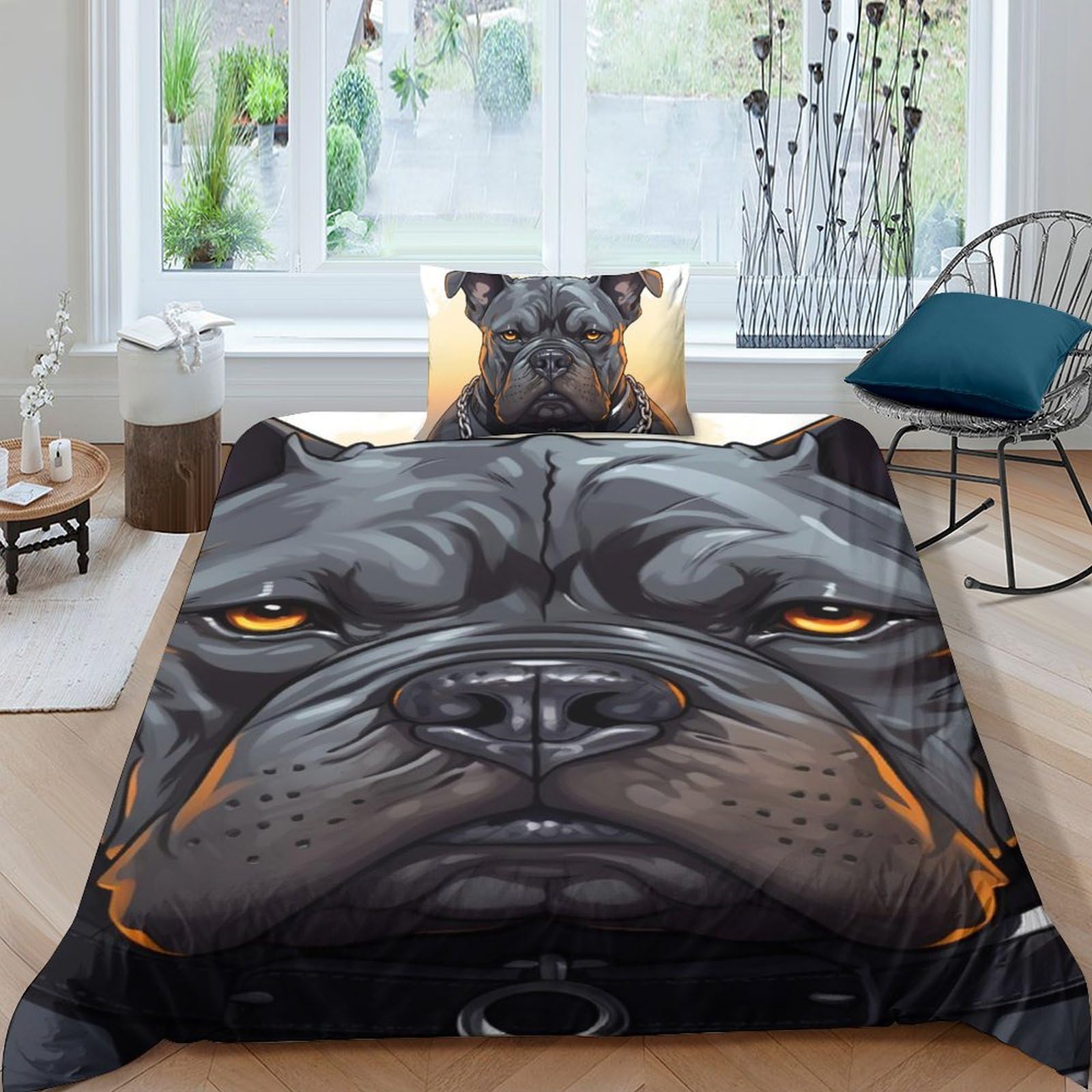 Housse de couette 3D Pet Dogs hypoallergénique et parure de lit respirante avec zip