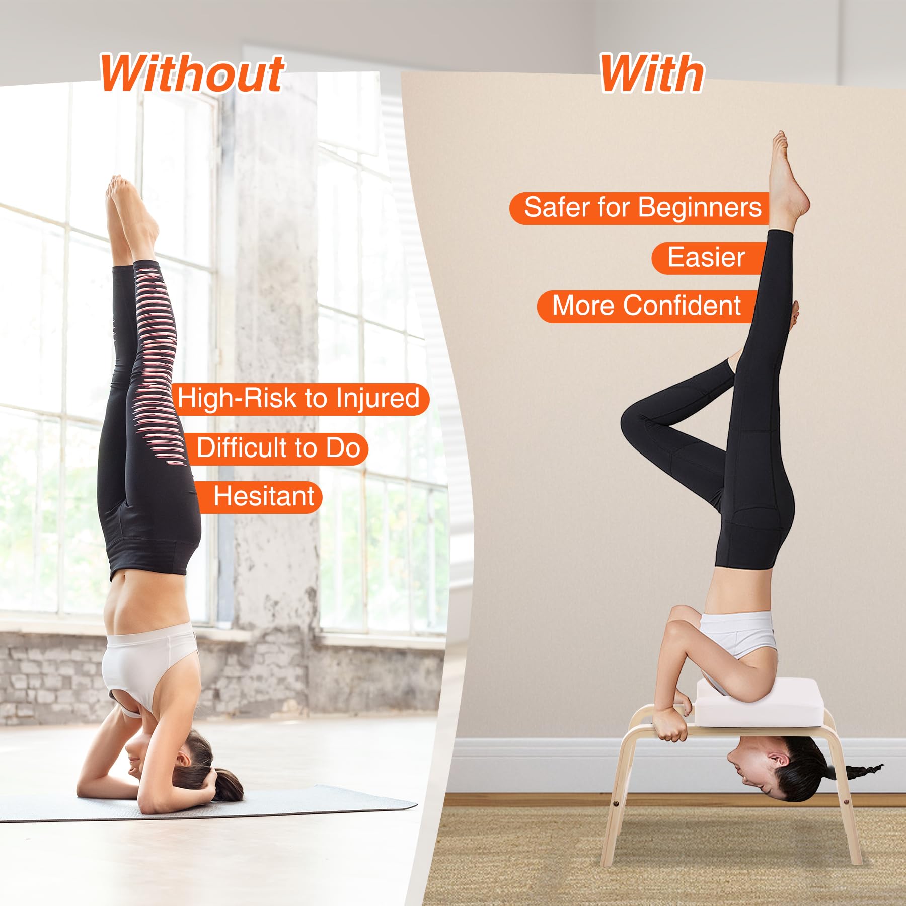 REDCAMP Sgabello da yoga, con telaio in legno e cuscinetti in poliuretano, per alleviare la fatica, equilibrio, carico 330 kg, colore: bianco