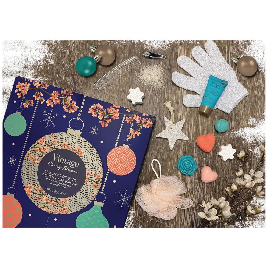 Calendario vintage de Adviento de lujo Cherry Blossom