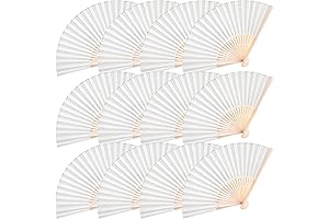 JOHOUSE 12PCS White Folding Fans: Enhance Your Style with Timeless Grace
