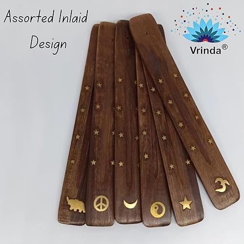 Miniatura 7 de Vrinda Soporte de incienso de madera hecho a mano con diseño de incrustaciones surtidas, quemador de incienso, ideal para aromaterapia, meditación,