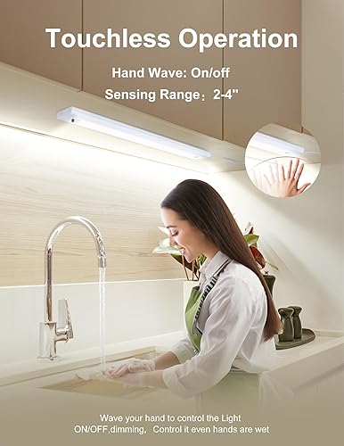 Miniatura 3 de Luz ondulada para debajo del gabinete de cocina, luz LED enchufable, 3 CCT 3000 K4000 K5000 K, iluminación regulable debajo de la encimera, luces de