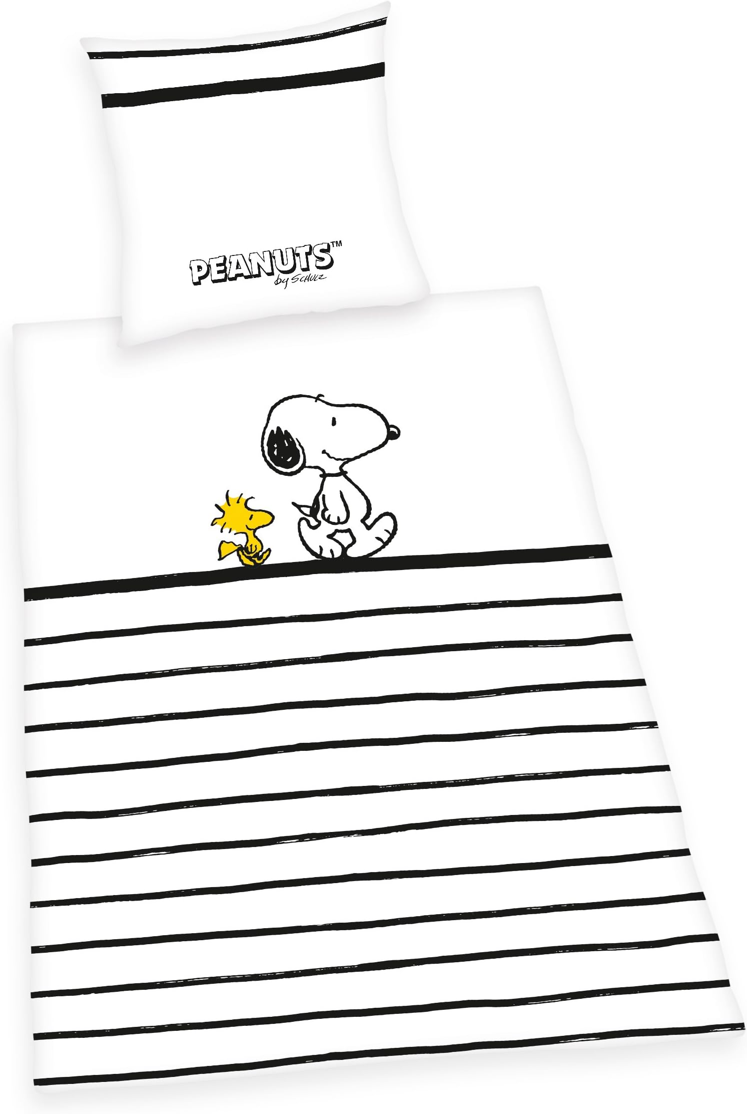 Herding PEANUTS SNOOPY Bedding Set, Reversible Motif, Duvet Cover 135 x 200 cm, Pillow Case 80 x 80 cm, Cotton/Renforcé