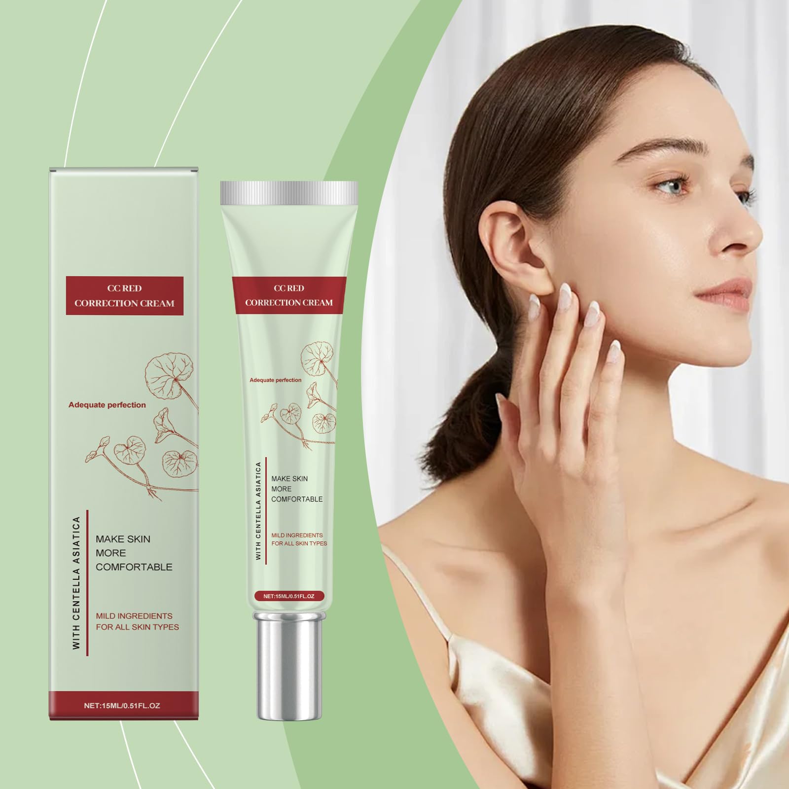 CC Cream Red Correct CC Cream, przyciemniony krem do twarzy z Centella Asiatica, krem korygujący kolor, nawilżający, poprawia cerę i nawilża