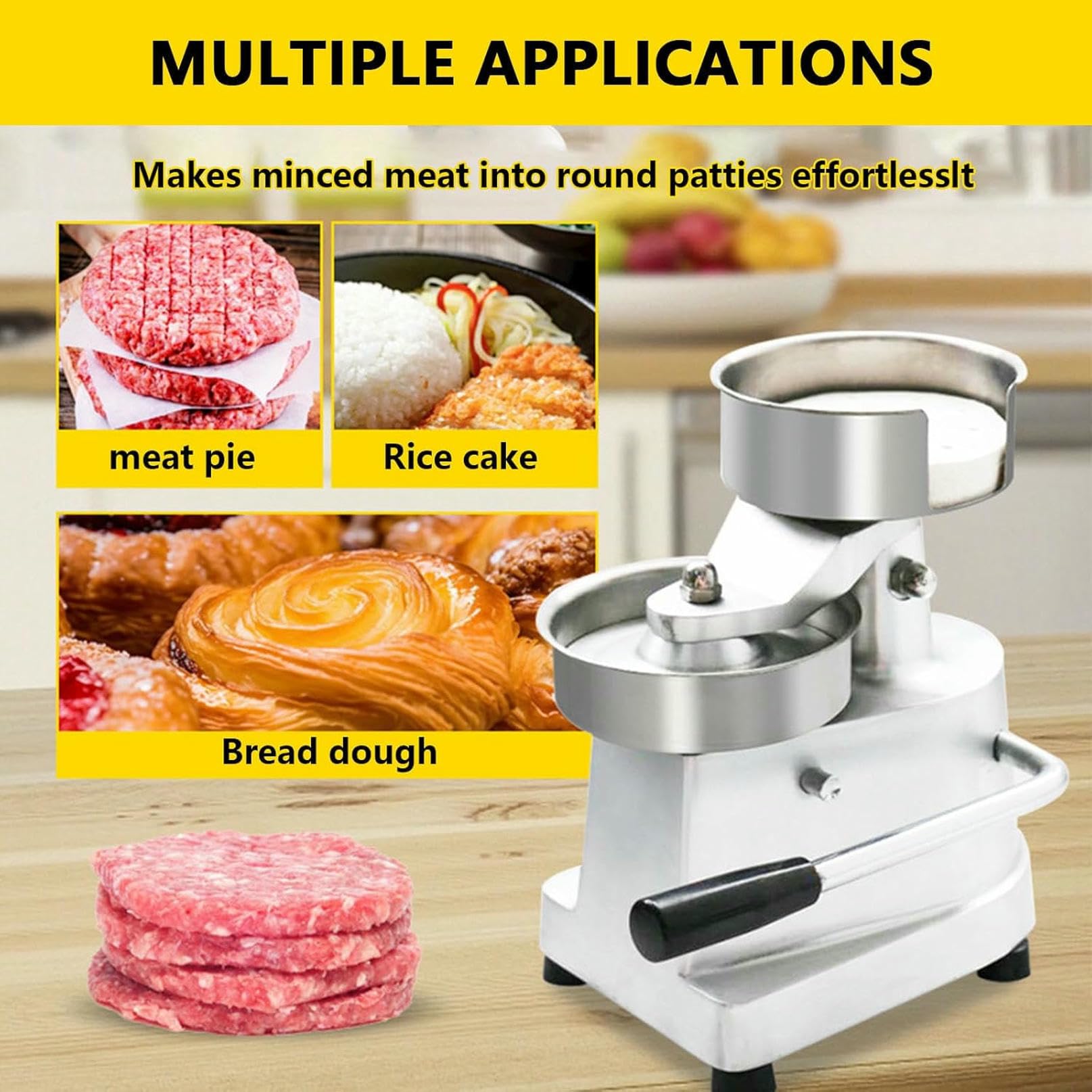 Robuste Patty-Presse aus Edelstahl – das ultimative Werkzeug für die Zubereitung Perfekter hausgemachter Patties, geeignet zum Grillen, Braten und für den Gebrauch in der Küche – leicht zu r