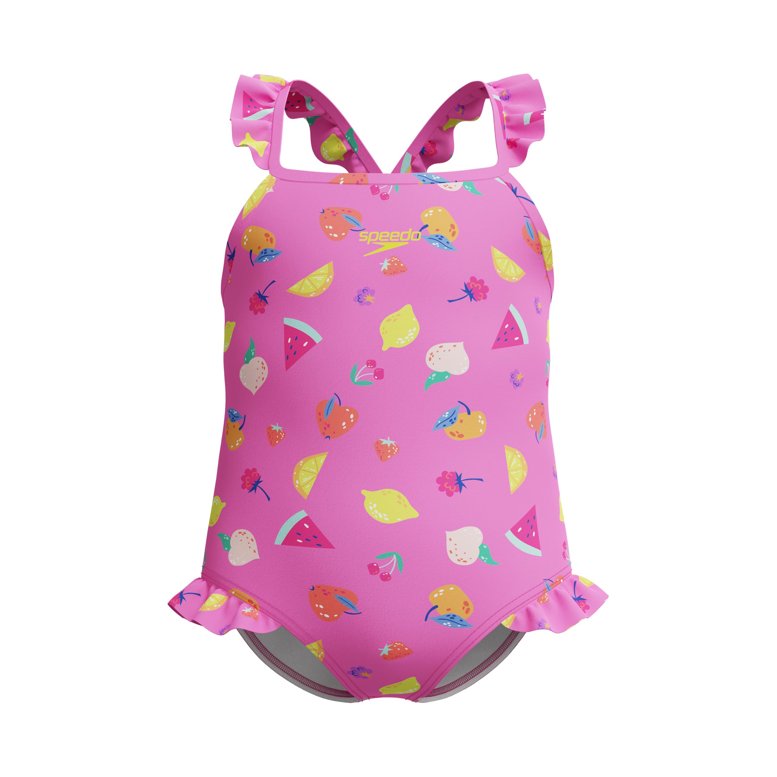 Speedo Girl's Frill Thinstrap One Piece Swimsuit, Pink, 3 Years