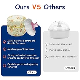 Qopoto Body Powder Puff and Container for Dusting Powder, Women Powder Puff and Powder Case for Bath and Travel (Yellow Flower)