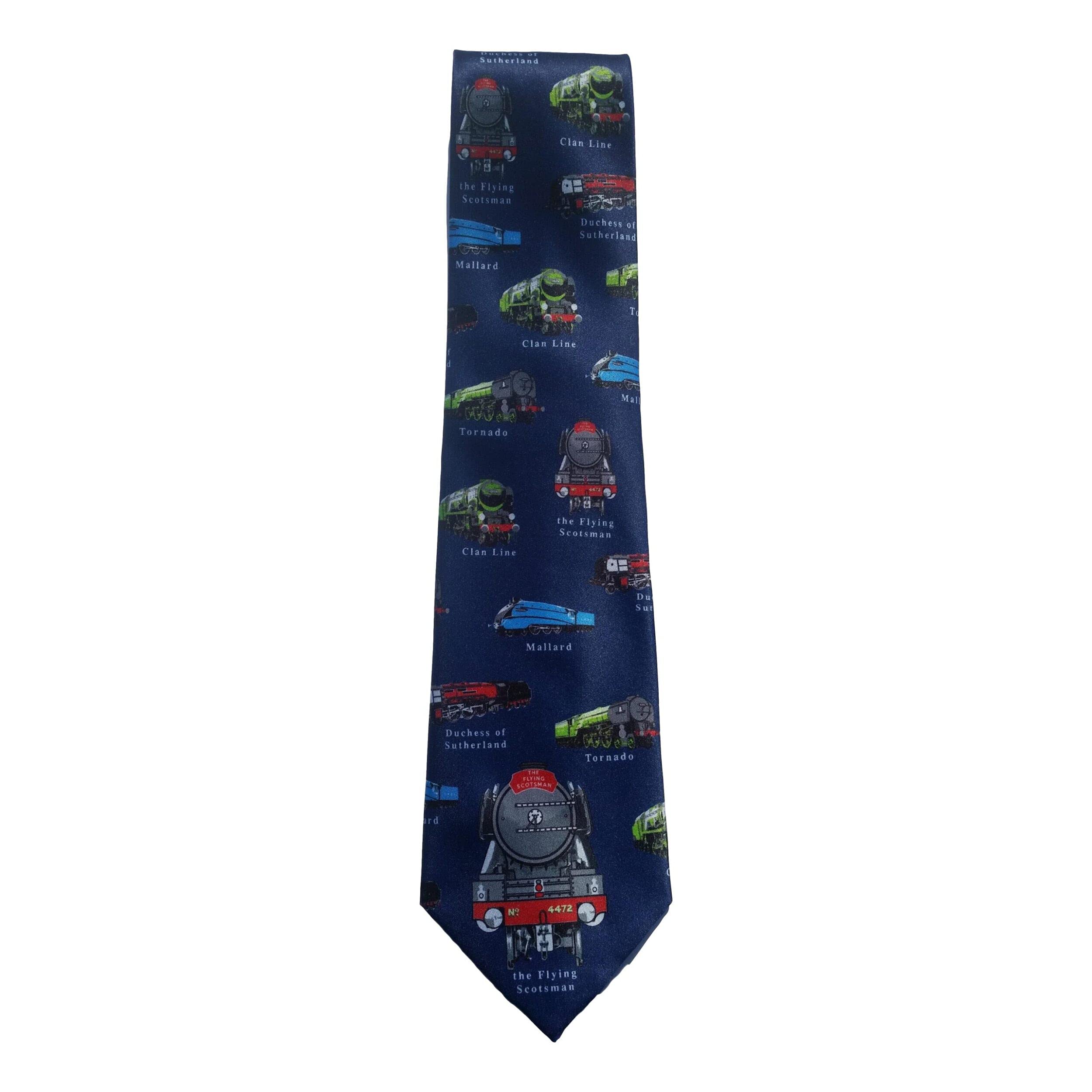Classic British Steam Trains repeating 100% Polyester Classic Tie
