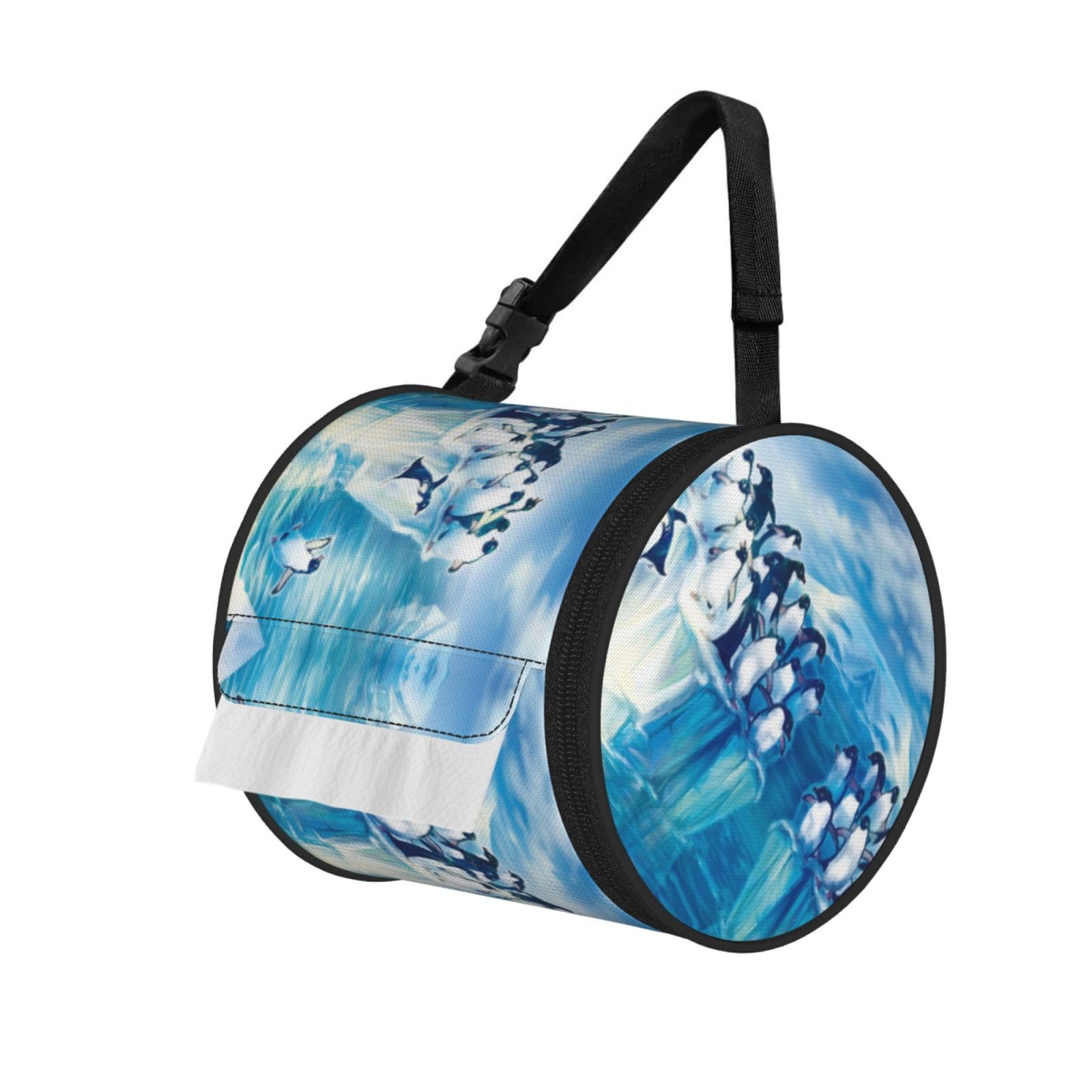 Penguins Print Hanging Toilet Paper Holder Camping Paper Towel Holder Portable Car Roll Paper Storage Bag With Adjustable Strap Suitable For Bathroom,Kitchen