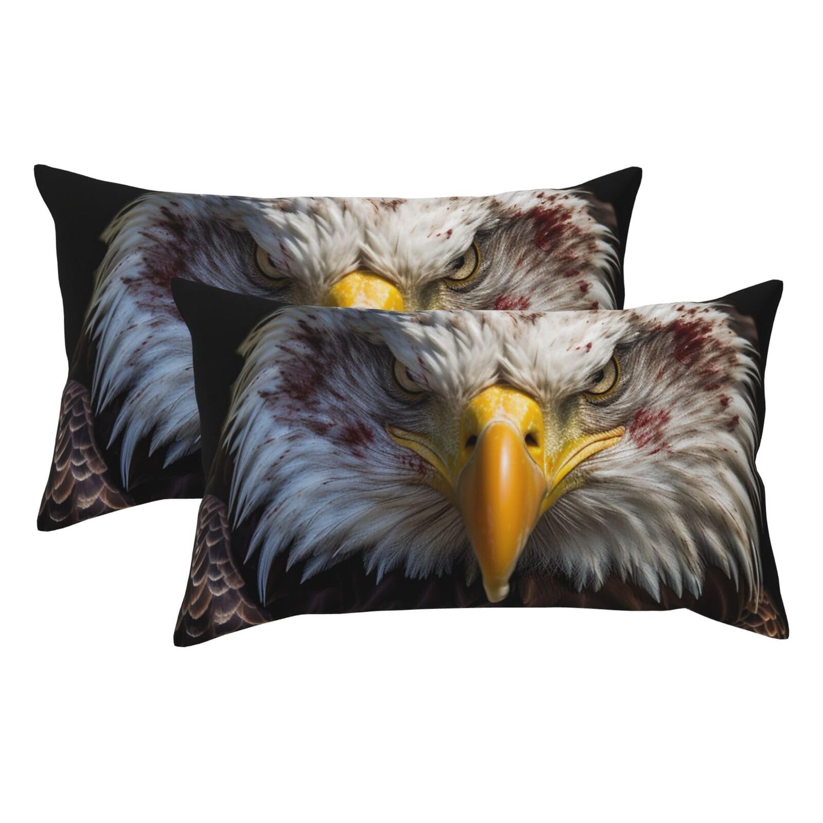 2 Pack King Pillow Cases with Hidden Zipper, Soft Breathable Pillow Covers for Hair and Skin, Bald Eagle American Flag Pillowcases 20"x36" Bed Pillow Protectors Cover for Sleeping Gifts