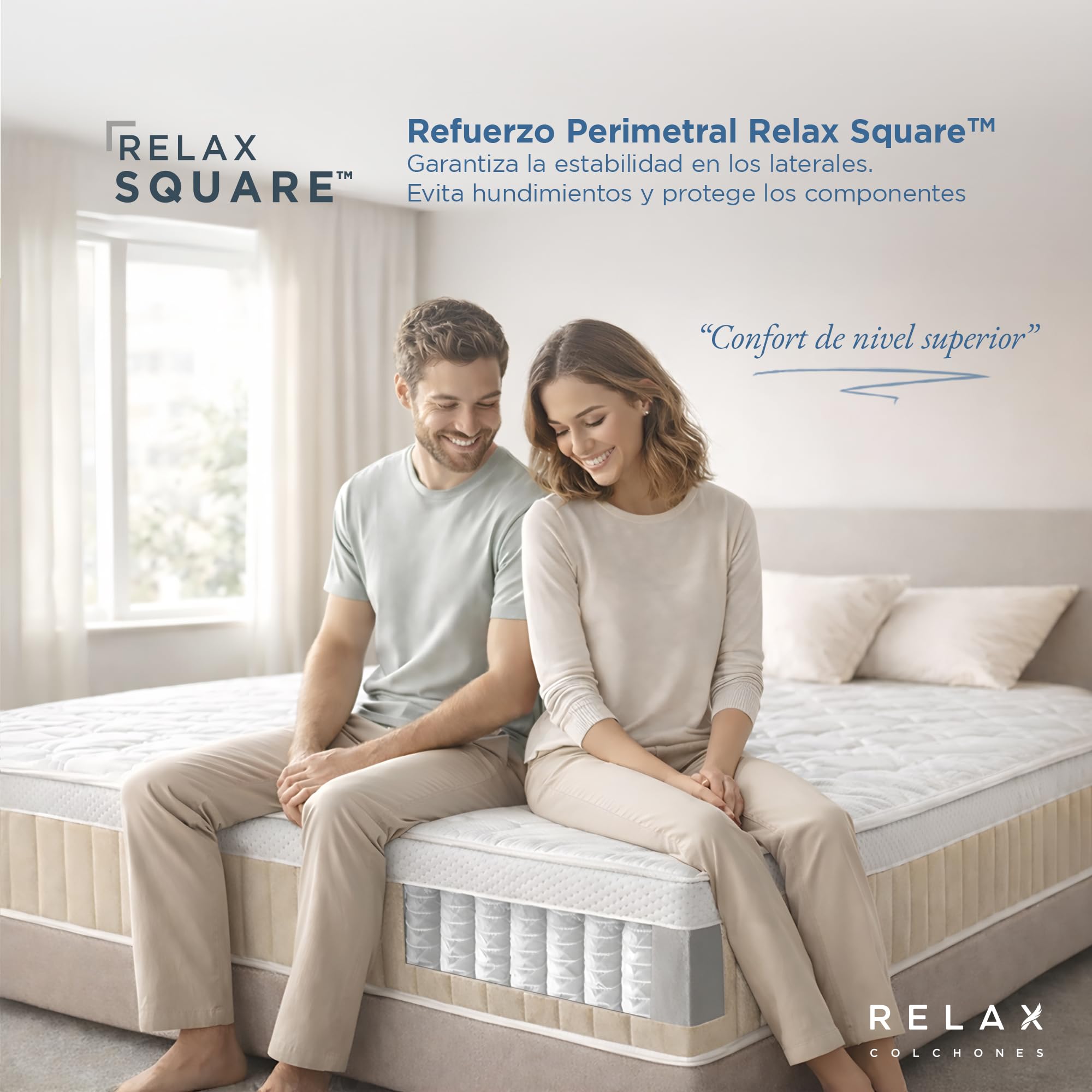 RELAX Colchones 135x190 | Colchón Muelles Ensacados 135x190 con Viscogel | Firmeza Media - Alta | Altura 25cm | Transpirable y Viscoelástico con Memoria | Fabricado en España | ELARA Advance 135_x190_