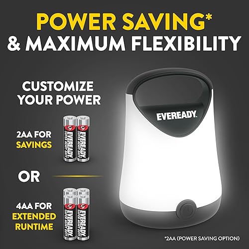 Miniatura 4 de Eveready GPAL411 - Faroles LED compactos, 250 lúmenes, color negro, paquete de 2, linterna pequeña que funciona con 2 pilas AA o 4 AA