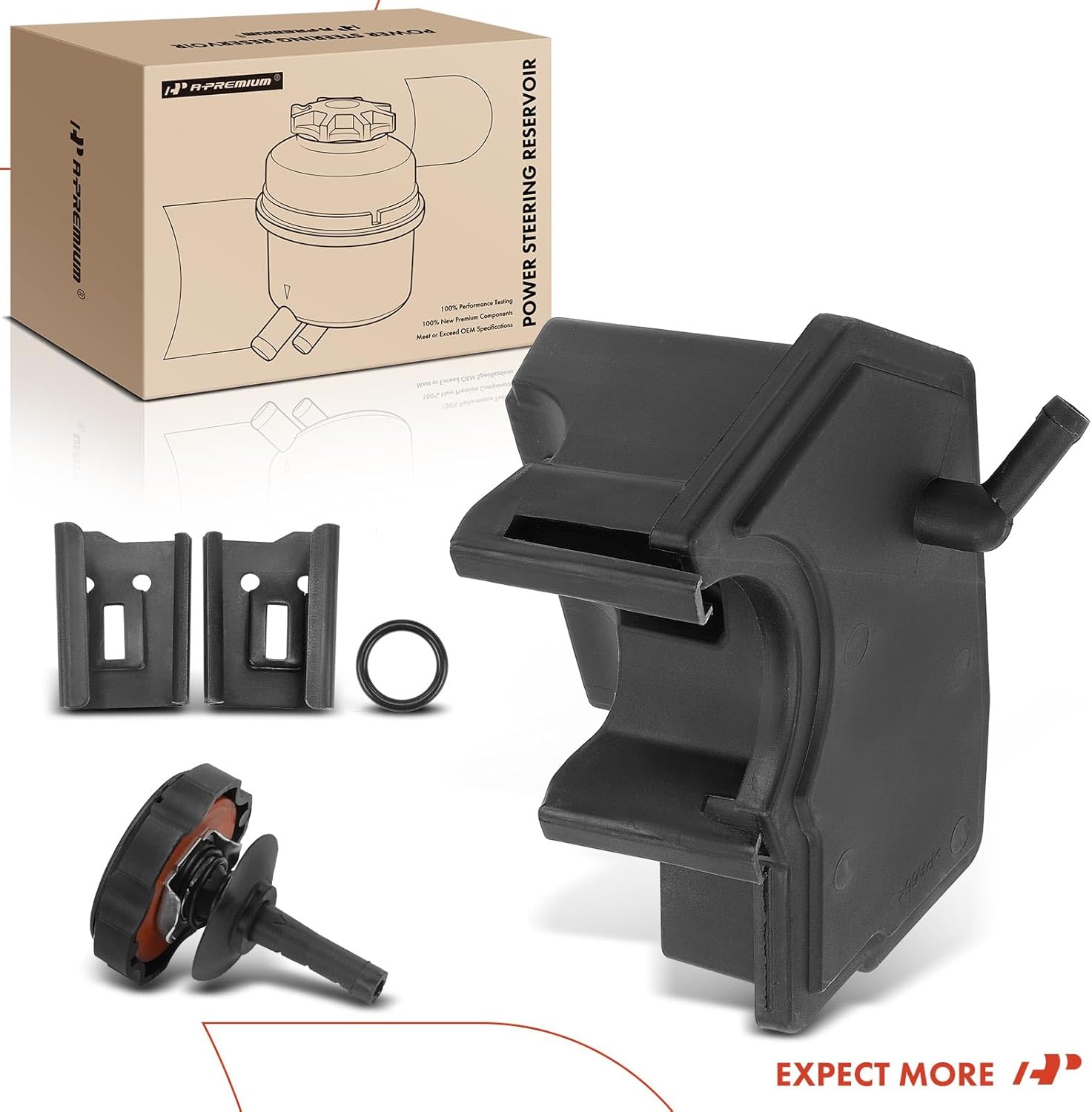 A-Premium Power Steering Reservoir/Tank with Cap Compatible with Jeep Grand Cherokee 1993-2004, Wrangler 1991-2006, Cherokee 1991-2001, TJ 1997-2006, Comanche 1991-1992, L6 4.0L