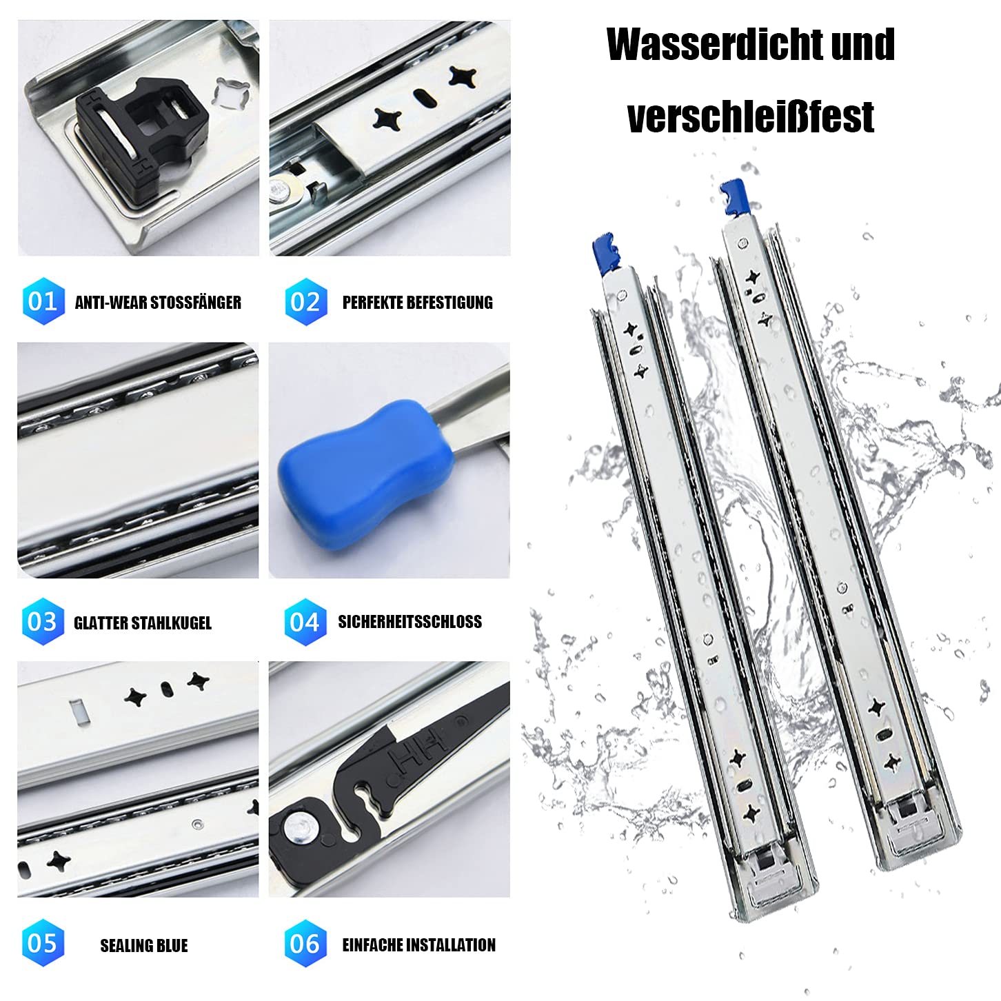 Guide Per Cassetti Guida A Estrazione Totale Guida Per Carichi Pesanti Guida Telescopica Guida Con Cuscinetti A Sfera 45mm 350mm 20 Pieces 86135769 - Foto 4