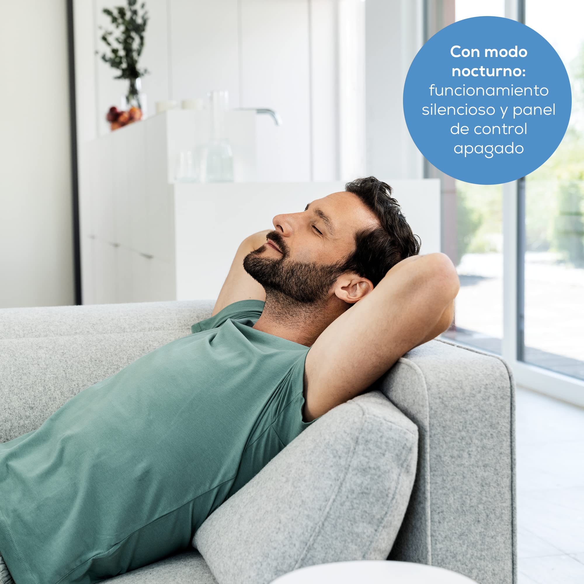 Beurer LR 400 Purificador de aire, control y monitorización del aire de la habitación vía app, sistema de filtro de tres capas y luz ultravioleta conmutable, para habitaciones de hasta 69m²