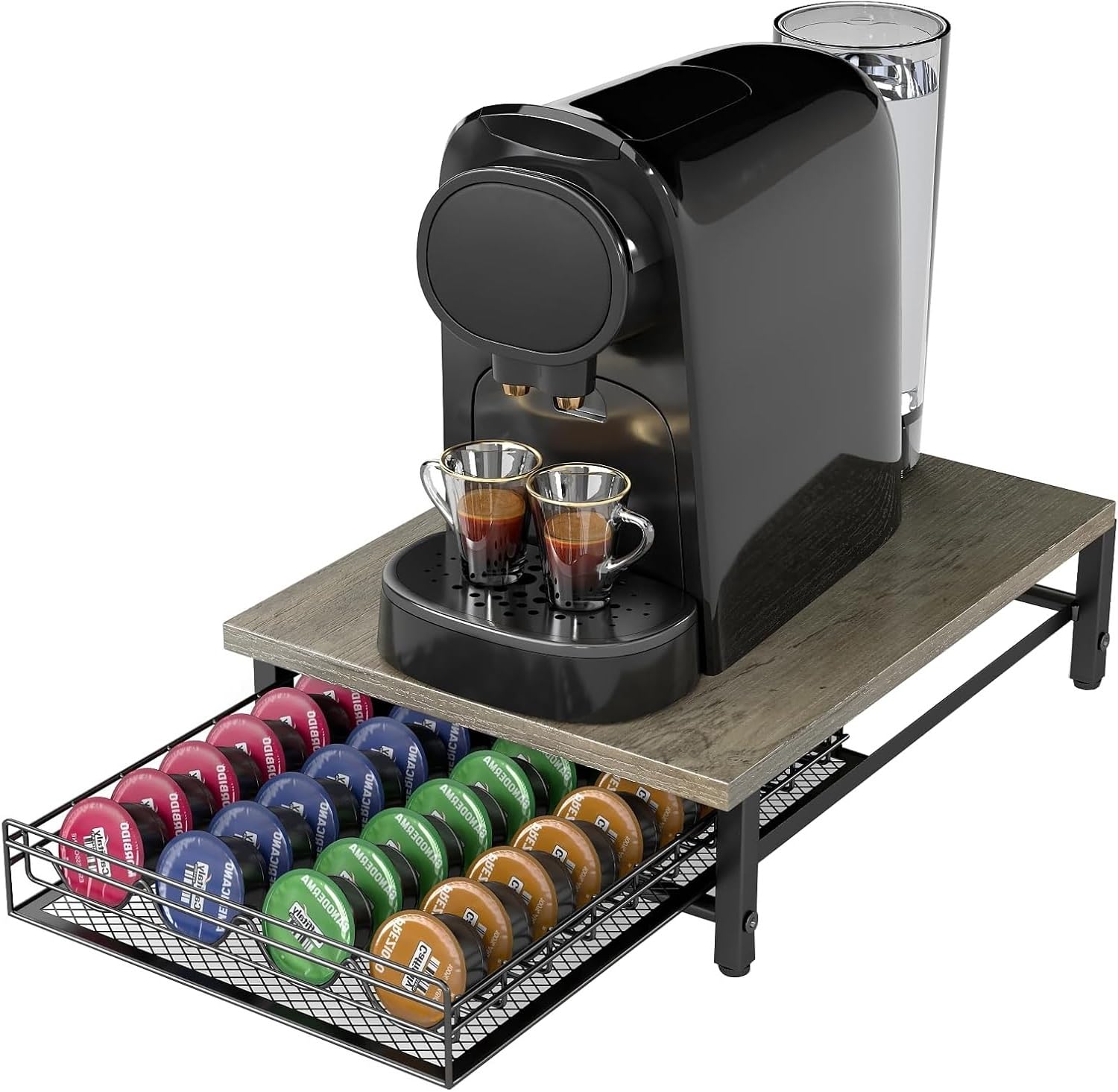 FERNVALE Coffee Pod Drawer Holder for Compatible Capsules – 35 Pod Capacity, Pull-Out Storage Drawer for Easy Capsule Selection, Sliding Organizer Stand for Kitchen Countertop (Beige)
