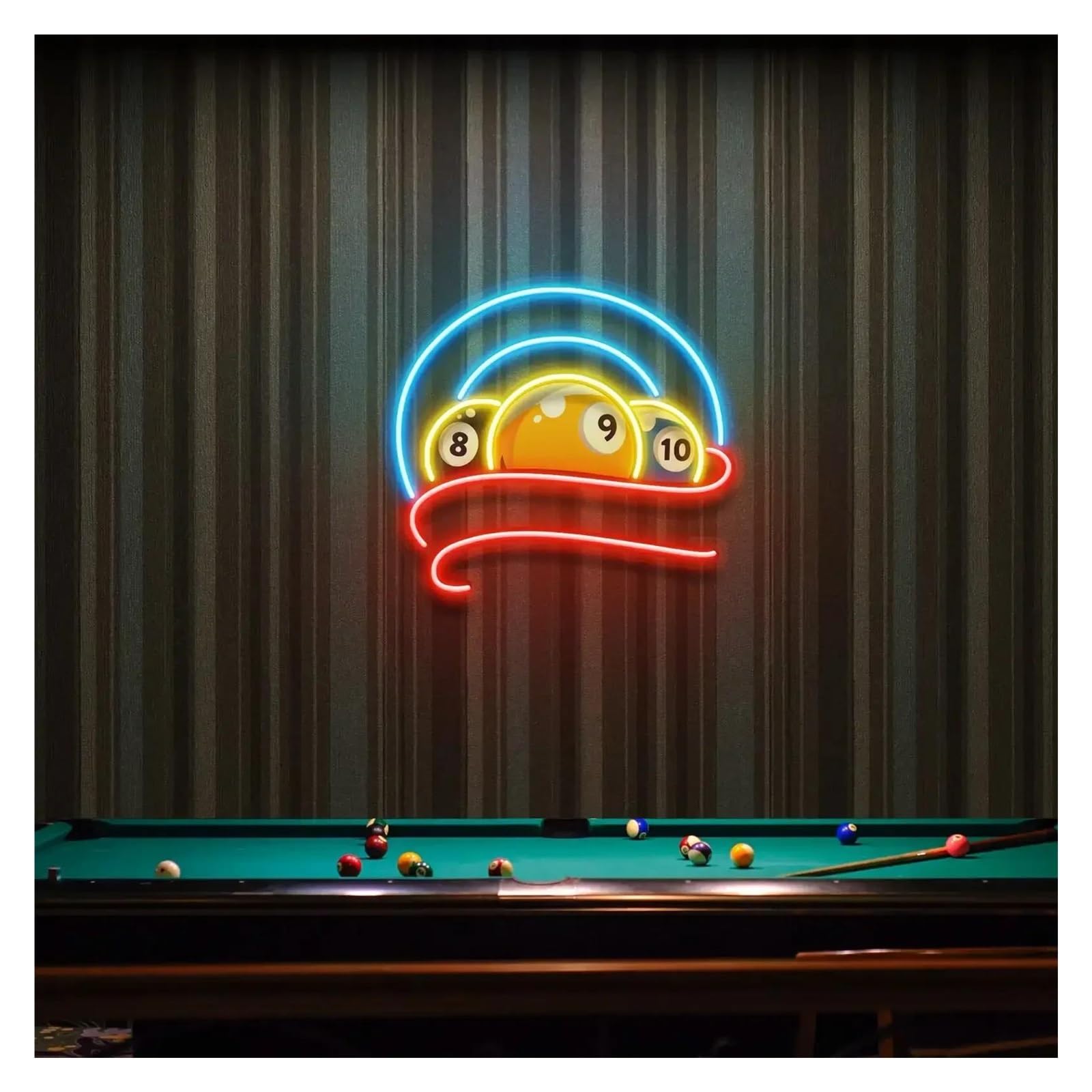 Shouxi H Sign Lamp Billiard Acrylic Artwork Neon Sign Gaming Room Sport Bar Club Wall Decor Ball Lovers 50Cm(H)