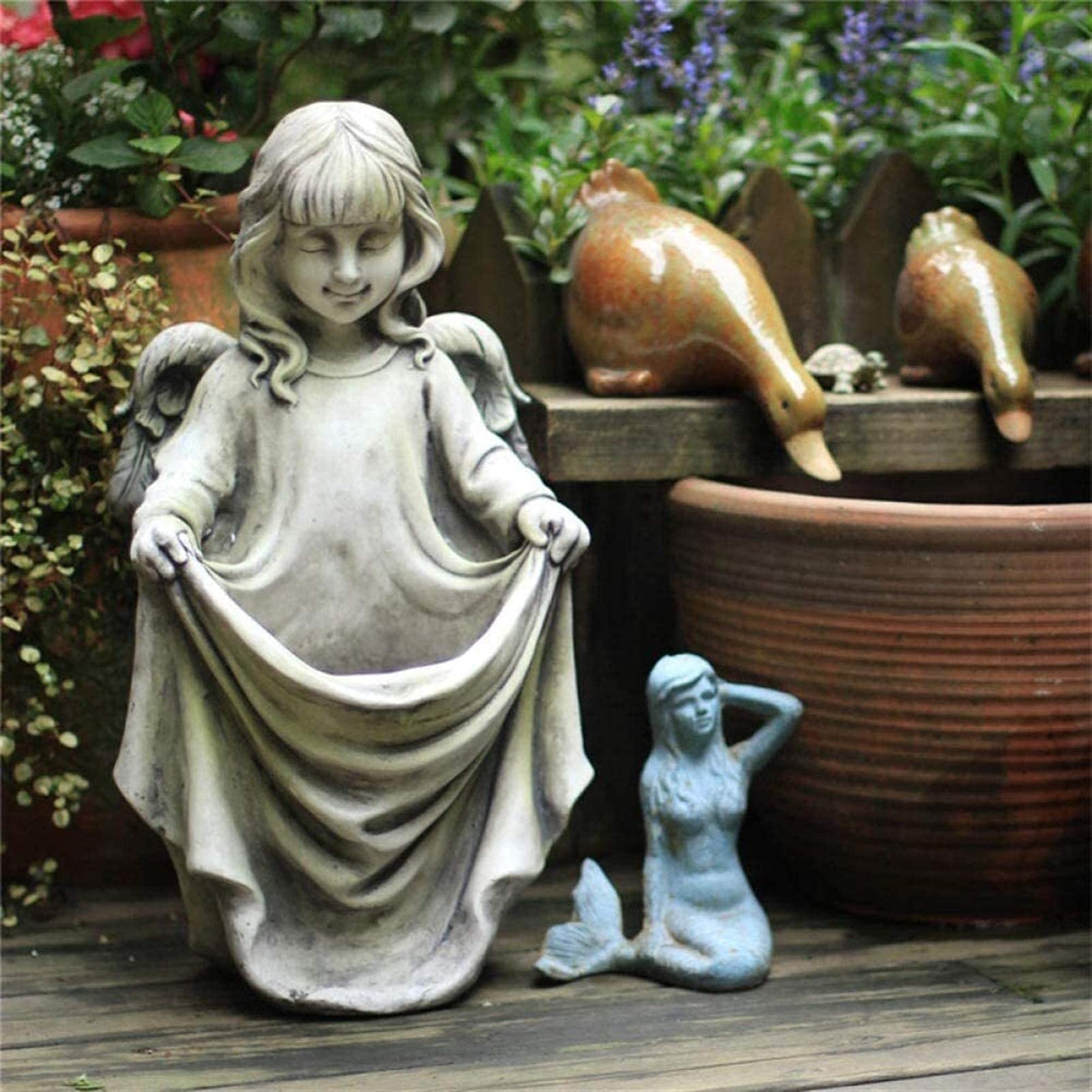 XJBTBA Maceta de jardín Ornamenti sculture Figurine Collezione Ragazza Ritratto Art Pot per pianta da Giardino Esterno Studio