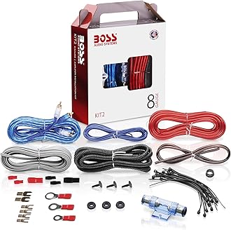 BOSS Audio Systems KIT2 8 Gauge Amplifier Installation Wiring Kit - A Car Amplifier Wiring Kit Helps You Make Connections and Brings Power To Your Radio, Subwoofers and Speakers