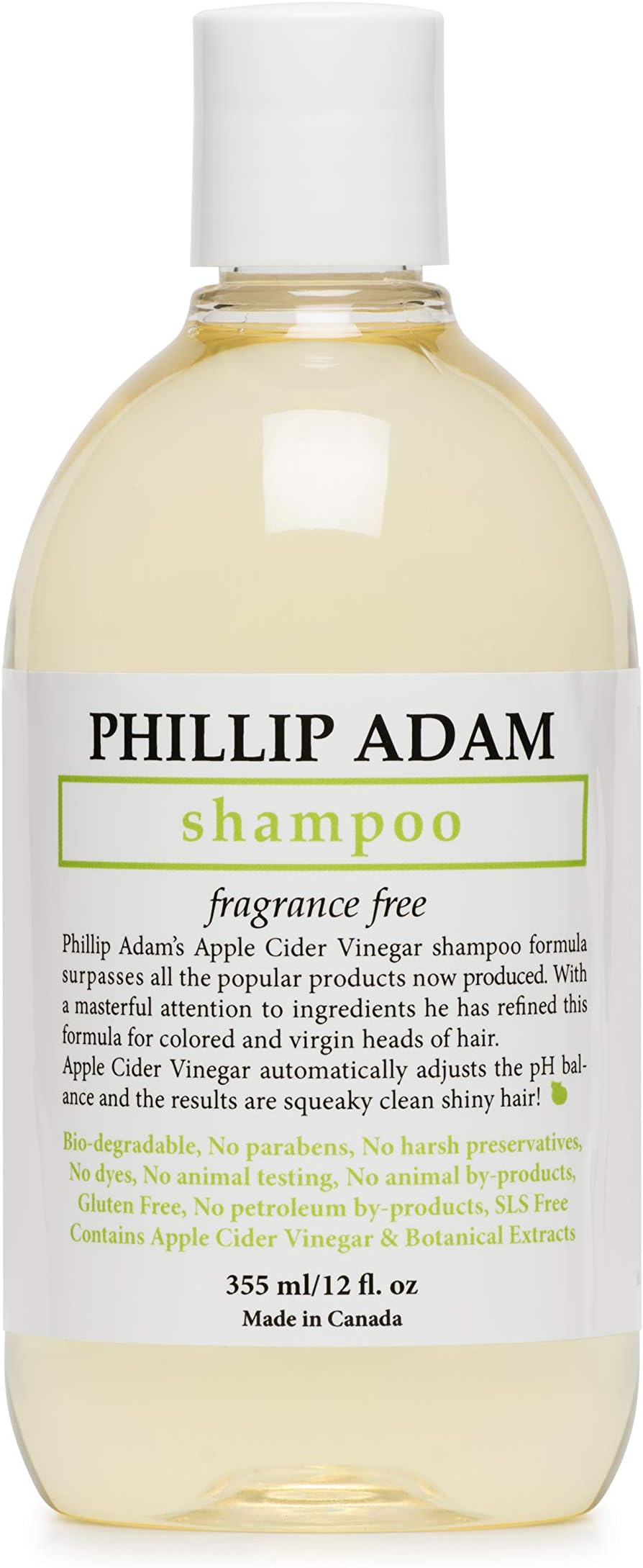 Phillip Adam Fragrance Free Shampoo - Sulfate Free and Paraben Free - Balances pH of Hair and Scalp - 12 Ounce