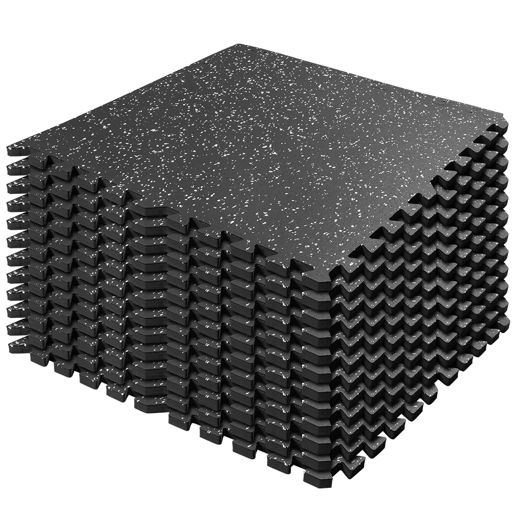 0 8in Thick 48 Sq Ft Gym Flooring for Home Gym 12 Tiles Workout Exercise Equipment Mats Rubber