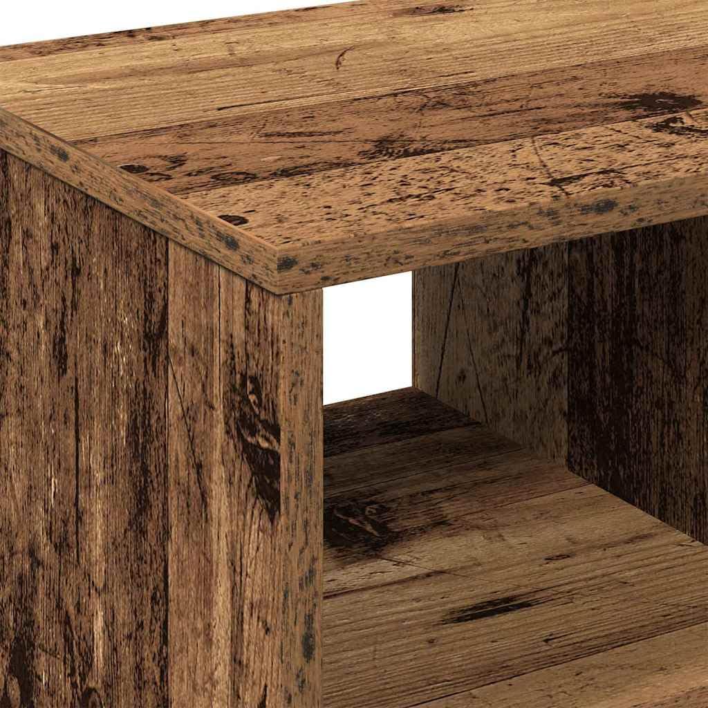 Mesa auxiliar de madera envejecida de 50 x 30 x 55 cm con estante, mesa de centro enrollable de madera, diseño moderno y robustez, pequeña mesa de salón para salón y dormitorio