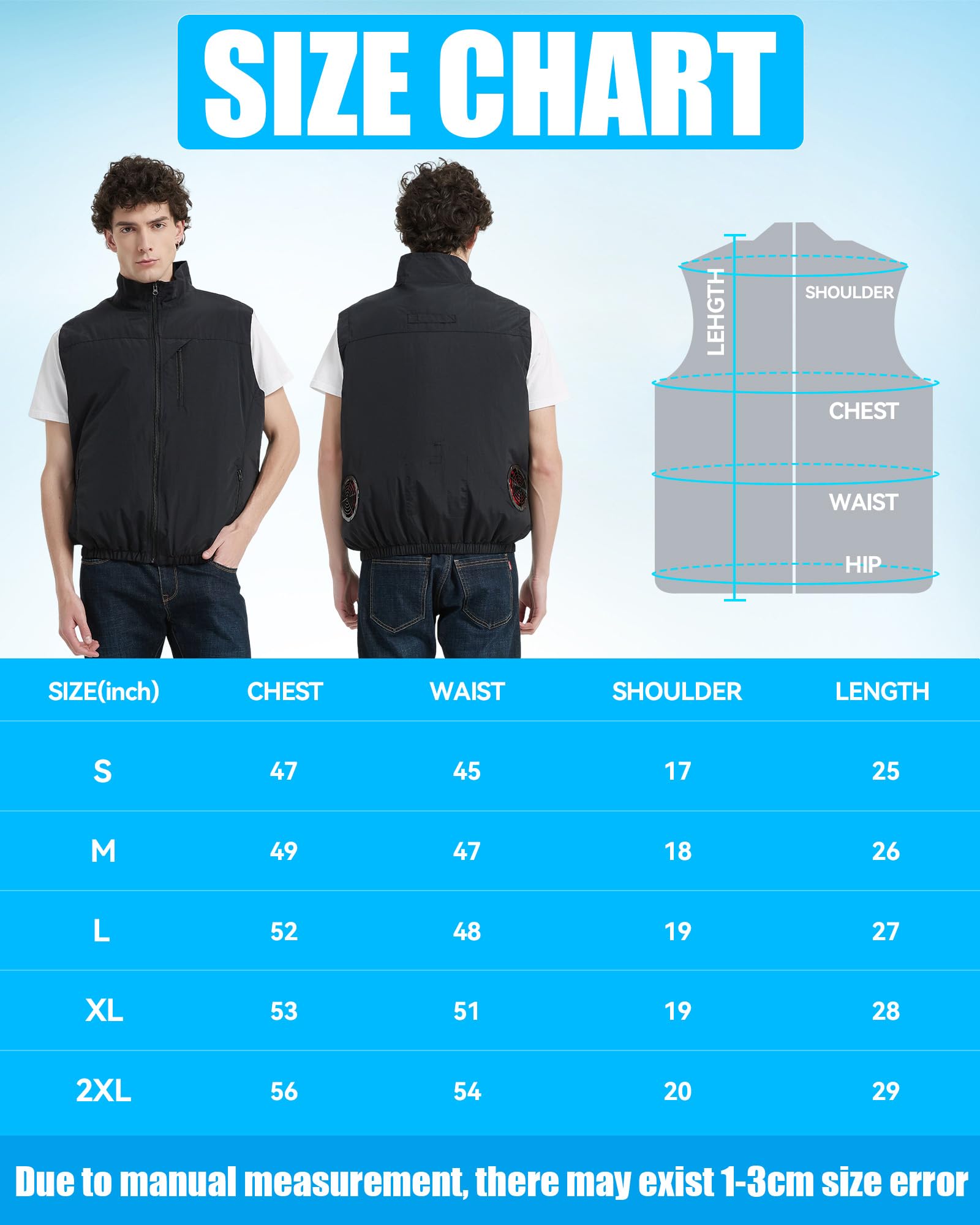 Gilet de refroidissement avec 2 ventilateurs sans balais et batterie 21 V 20 000 mAh - Gilet de refroidissement pour hommes et femmes - 4 vitesses - Léger et respirant - Idéal pour