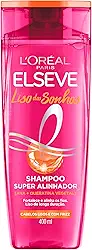L'Oréal Paris Elseve Liso dos Sonhos Shampoo Super Alinhador, com Queratina Vegetal e AHA, Alinhamento Capilar em Casa, Controle de Frizz e Liso de Longa Duração, 400ml