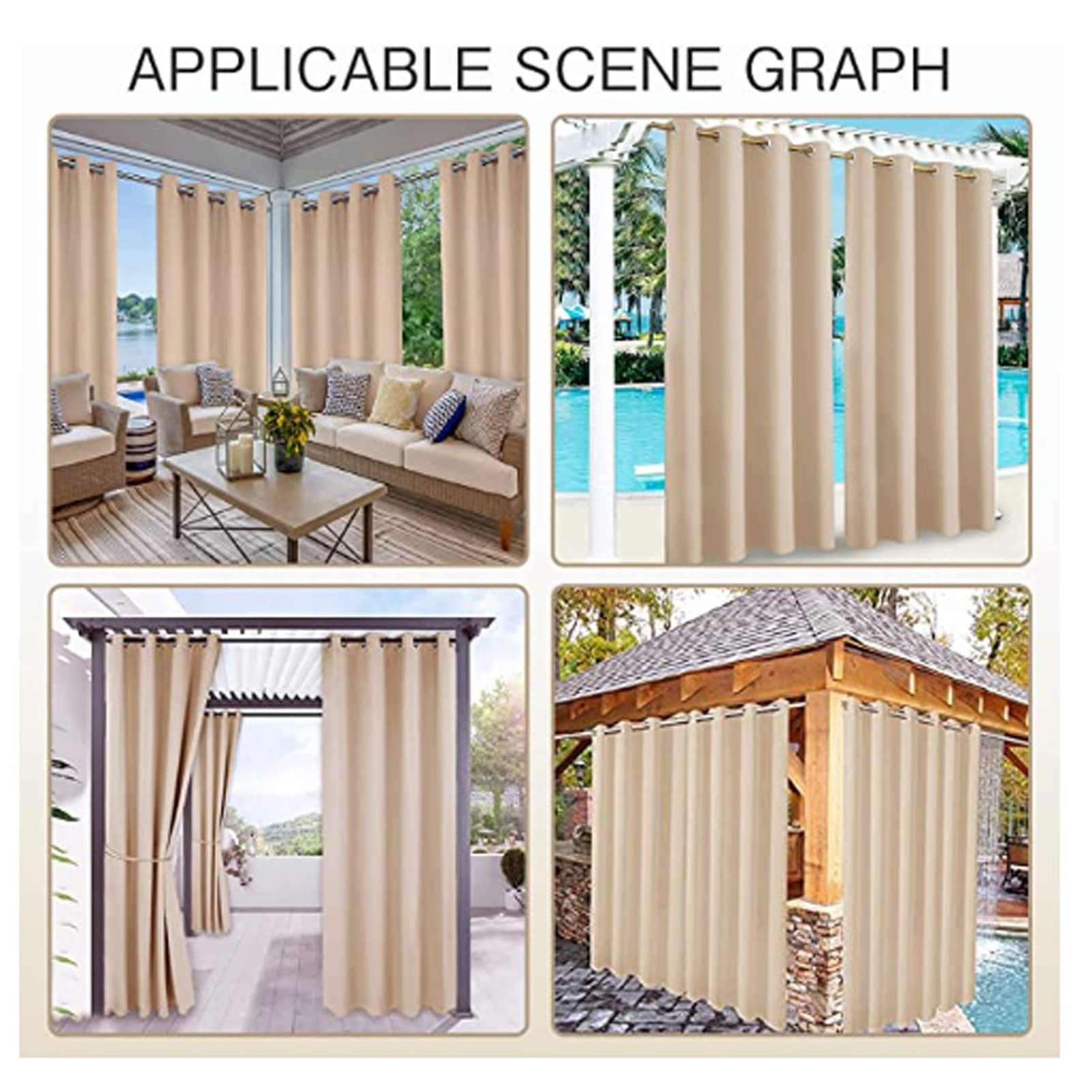 Tende da esterno personalizzate a 1 pannello, tenda per la privacy per gazebo, patio, pergola, impermeabile, antivento, da giardino, isolamento termico, con occhielli, tende oscuranti per camera da