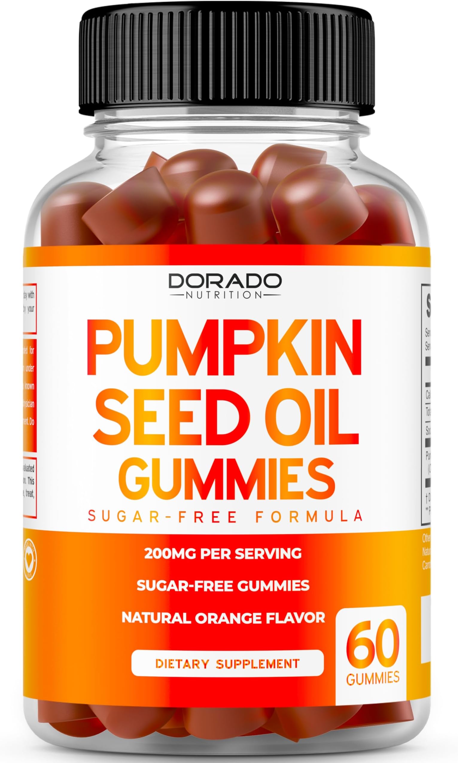 Pumpkin Seed Oil Gummies 4000mg Sugar Free Gummy Supplement with Pumpkin Seed Extract for Adults - Delicious Orange Flavor , Non GMO - Gluten Free , Vegan Supplement & USA Made (60 Capsules)