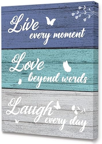 Lienzo decorativo moderno y rústico con texto en inglés Live Love Laugh con texto en inglés Live Laugh con texto Live Laugh (Live Laugh) con texto