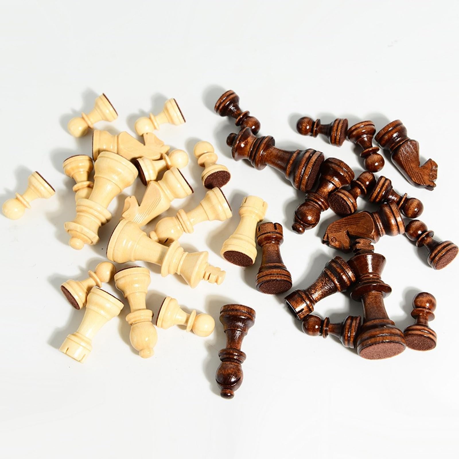 32 Stück Schachfiguren aus Holz mit Aufbewahrungstasche, Internationale Schachfiguren, Turnierfiguren, handgeschnitzte aus Holz, tragbare handgeschnitzte Figur