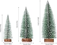 Vista 7 de 12 piezas de mini árboles artificiales de nieve de sisal de Navidad de pino en miniatura con base de madera, botella, cepillo, árboles de Navidad