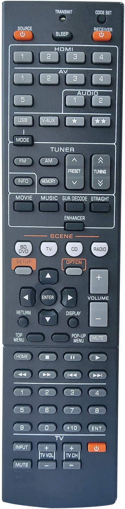 General Remote Control Fit for Yamaha AV Receiver RX-V867 HTR-7063 RX-A1000 YHT-591 ZJ66500 YHT-791 RAV330-WT92690 RX-V565BL RX-V565