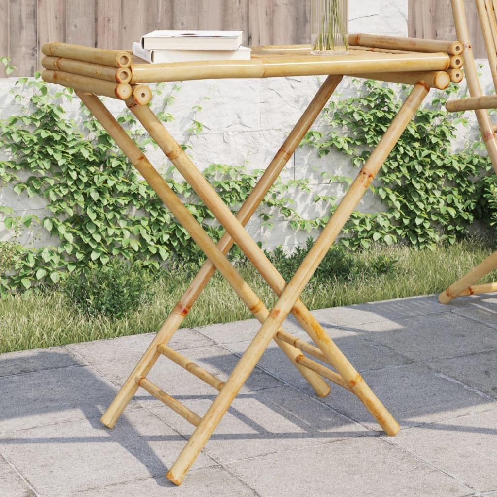 Mangloder Bambus Tabletttisch klappbar 70,5 x 42,5 x 80 cm, faltbar und tragbar, beistelltisch für terrasse, balkontisch, campingtisch, Wohnzimmer, platzsparend für Outdoor