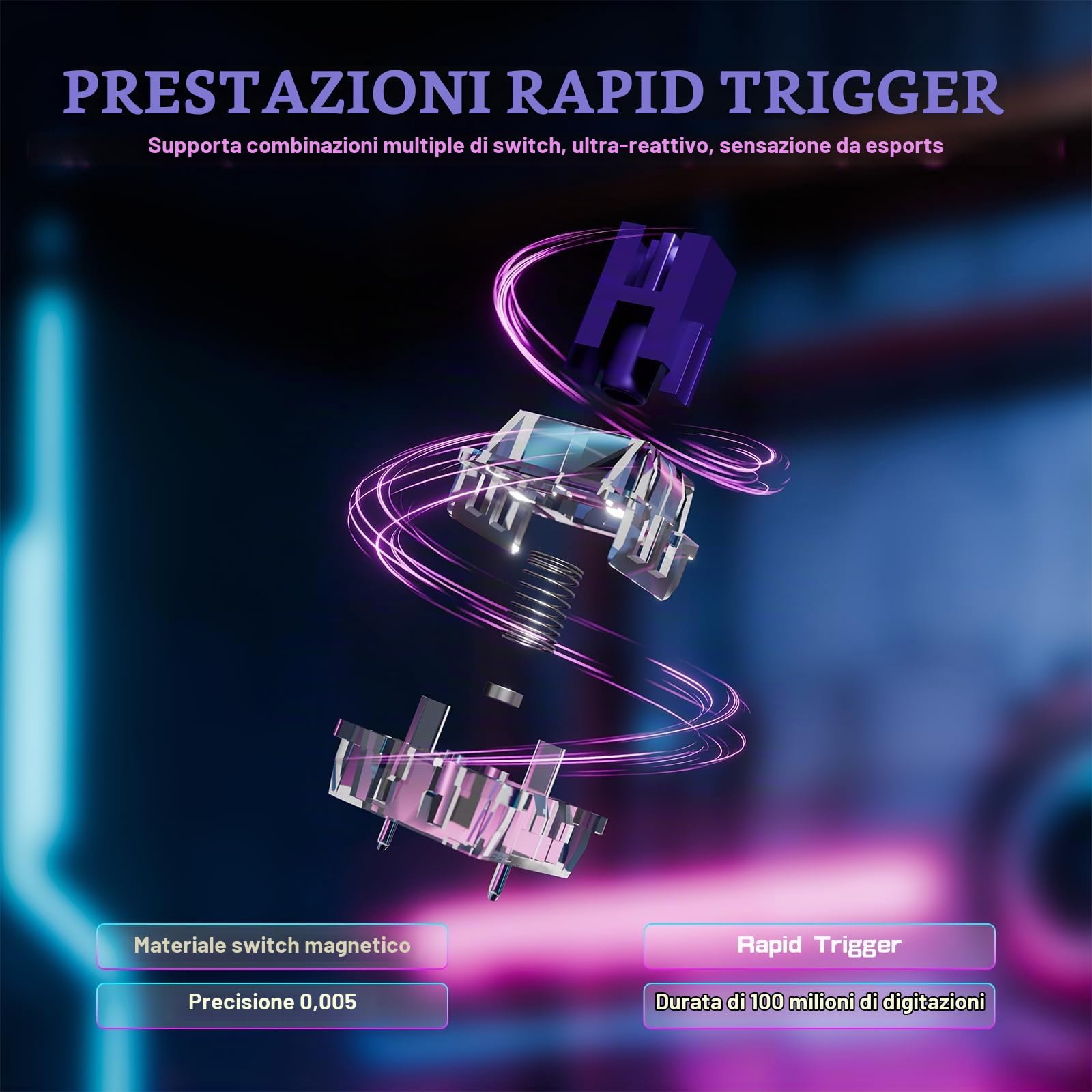 MAMBASNAKE x ATTACK SHARK R85 HE Tastiera Magnetica Cablata al 75%, Frequenza di Polling di 8000 Hz, Attivazione Rapida, Precisione RT di 0,005 mm, Latenza di 0,08 ms, RGB Backlit Box (Bianco)