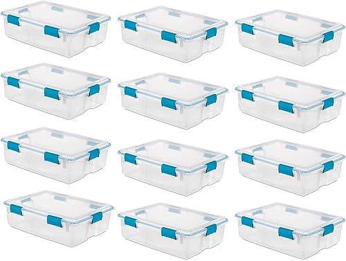 Sterilite Caja de juntas de 37 cuartos de galón, contenedor de almacenamiento apilable con tapa de pestillo y recipiente de plástico de sellado