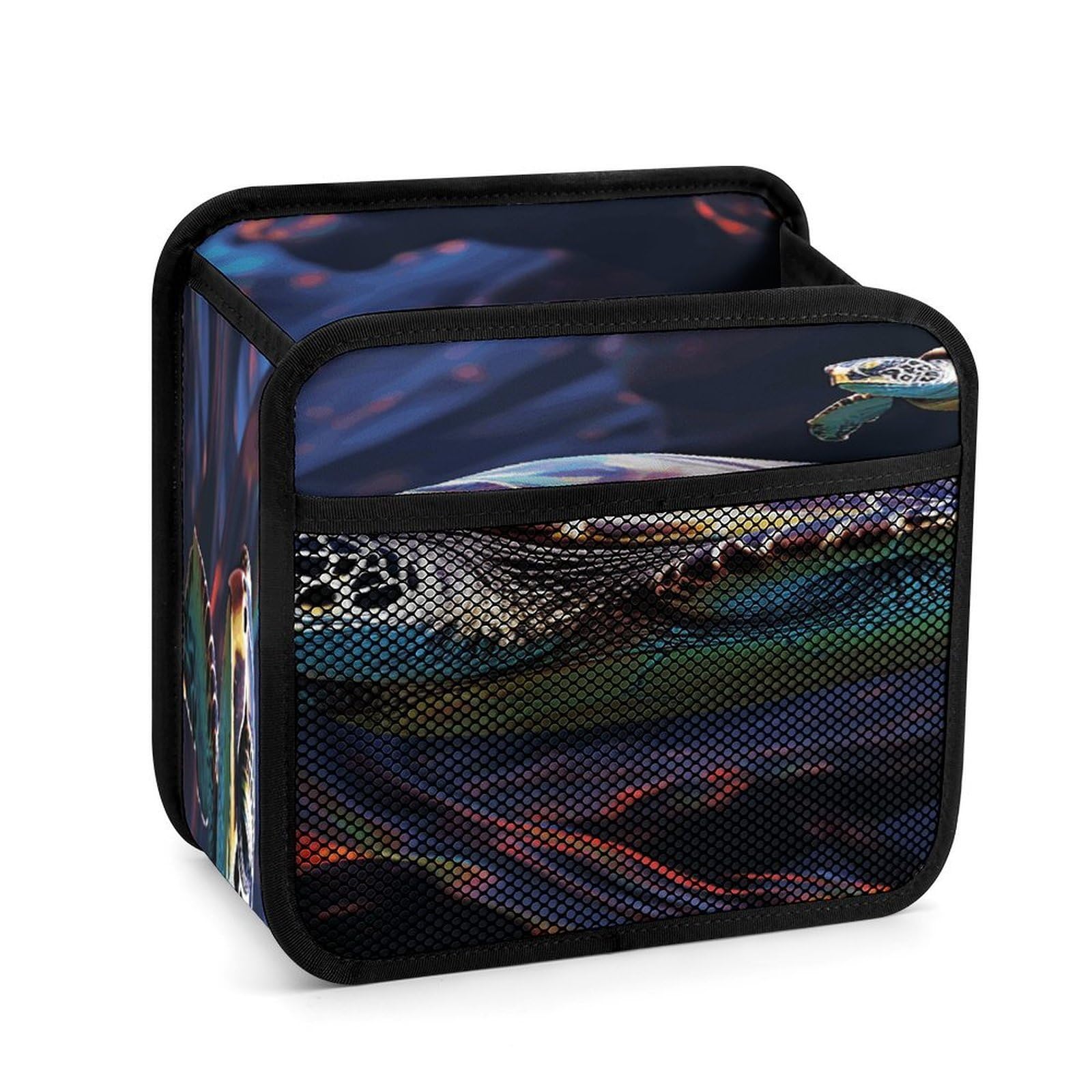 Btcowzrv Style A Colorful Tropical Sea Turtle Car Seat Back Organizer, Pu Leather Hanging Backseat Car Organizer With Elastic Mesh Pocket, Storage Bag For Most Vehicles