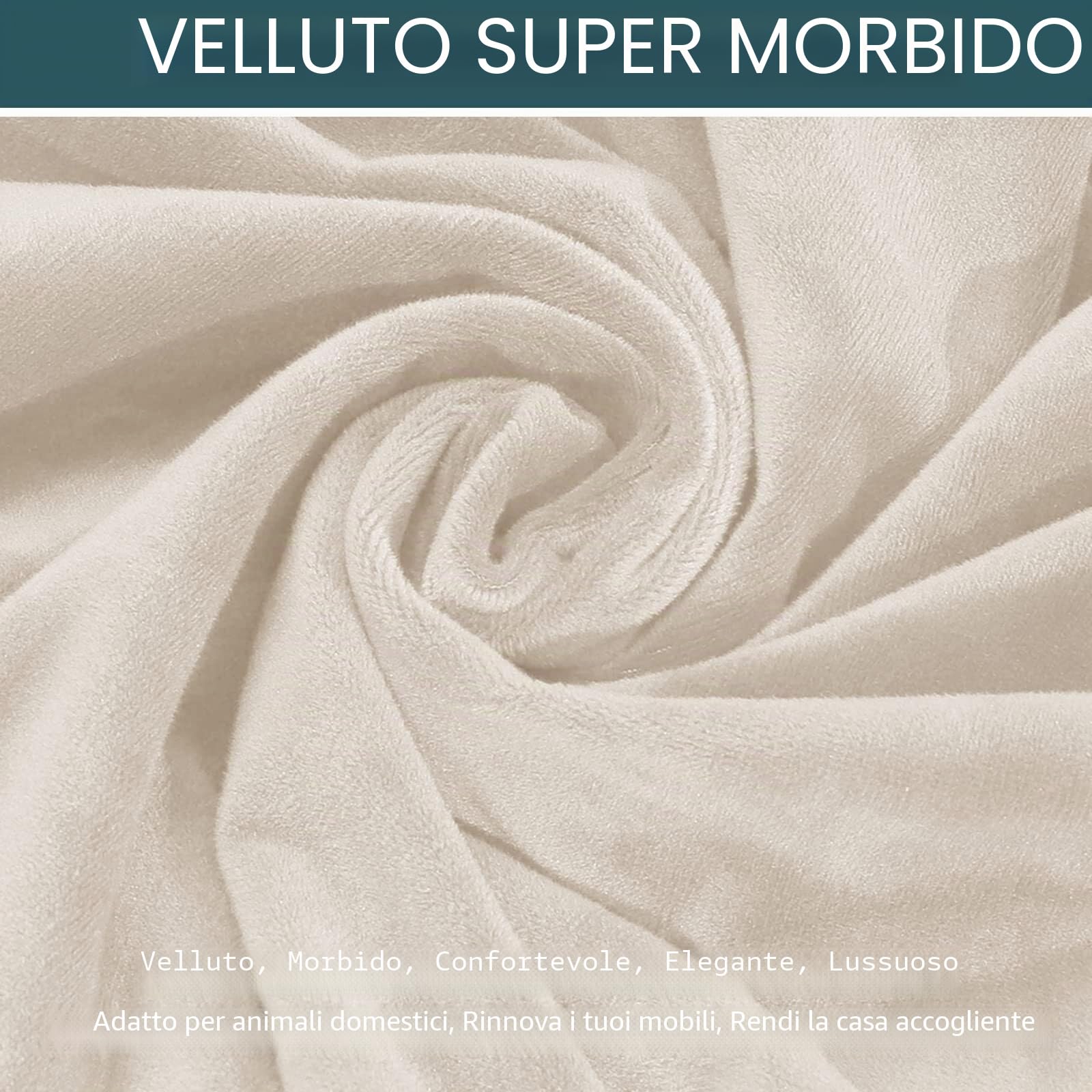 Fodera for poltrona reclinabile extra large in velluto elasticizzato, 6 pezzi Fodera for poltrona reclinabile a 2 posti morbida(Beige)