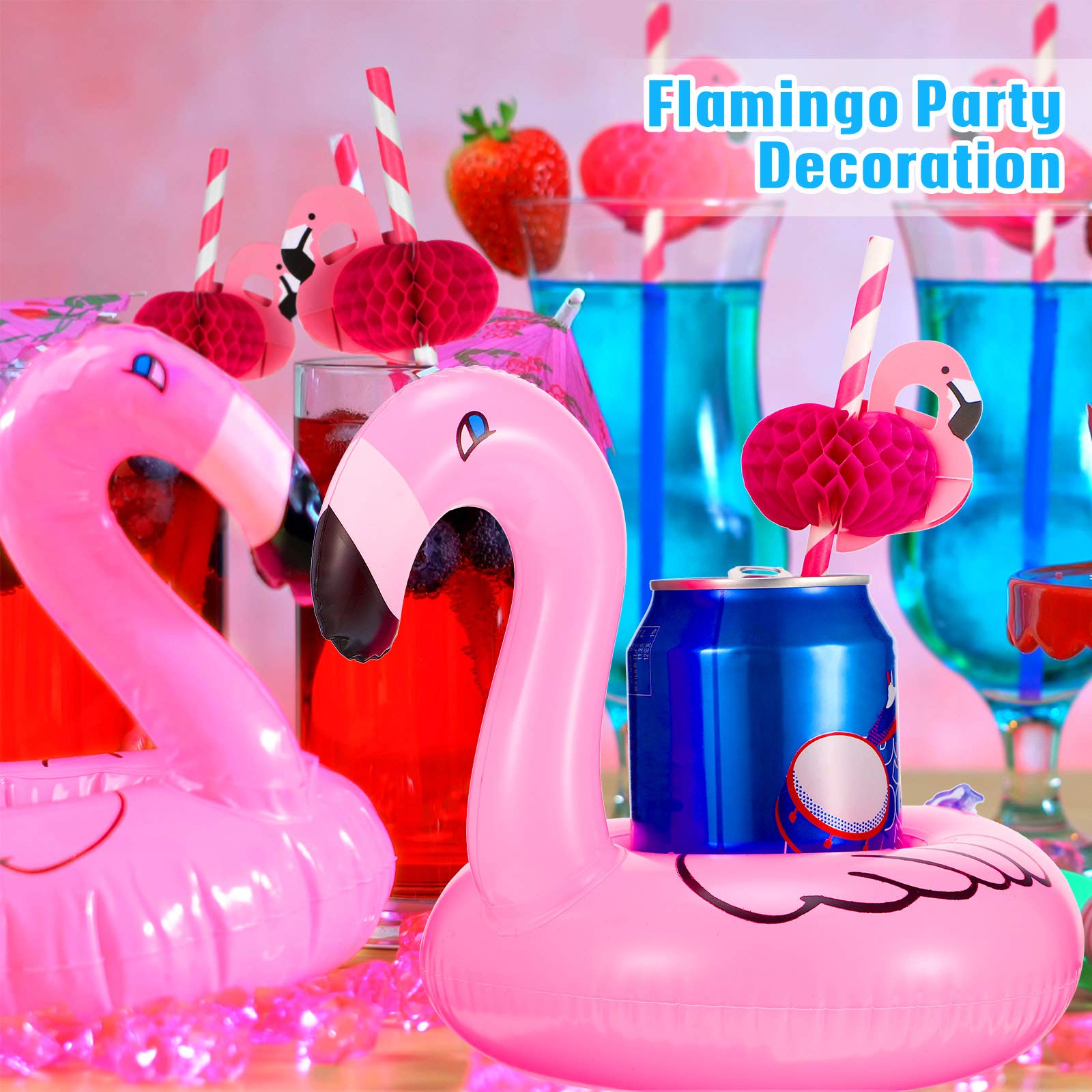 Porte-Gobelet Gonflable Flamant Rose - Accessoire Piscine Flottant - Fête Plage Été