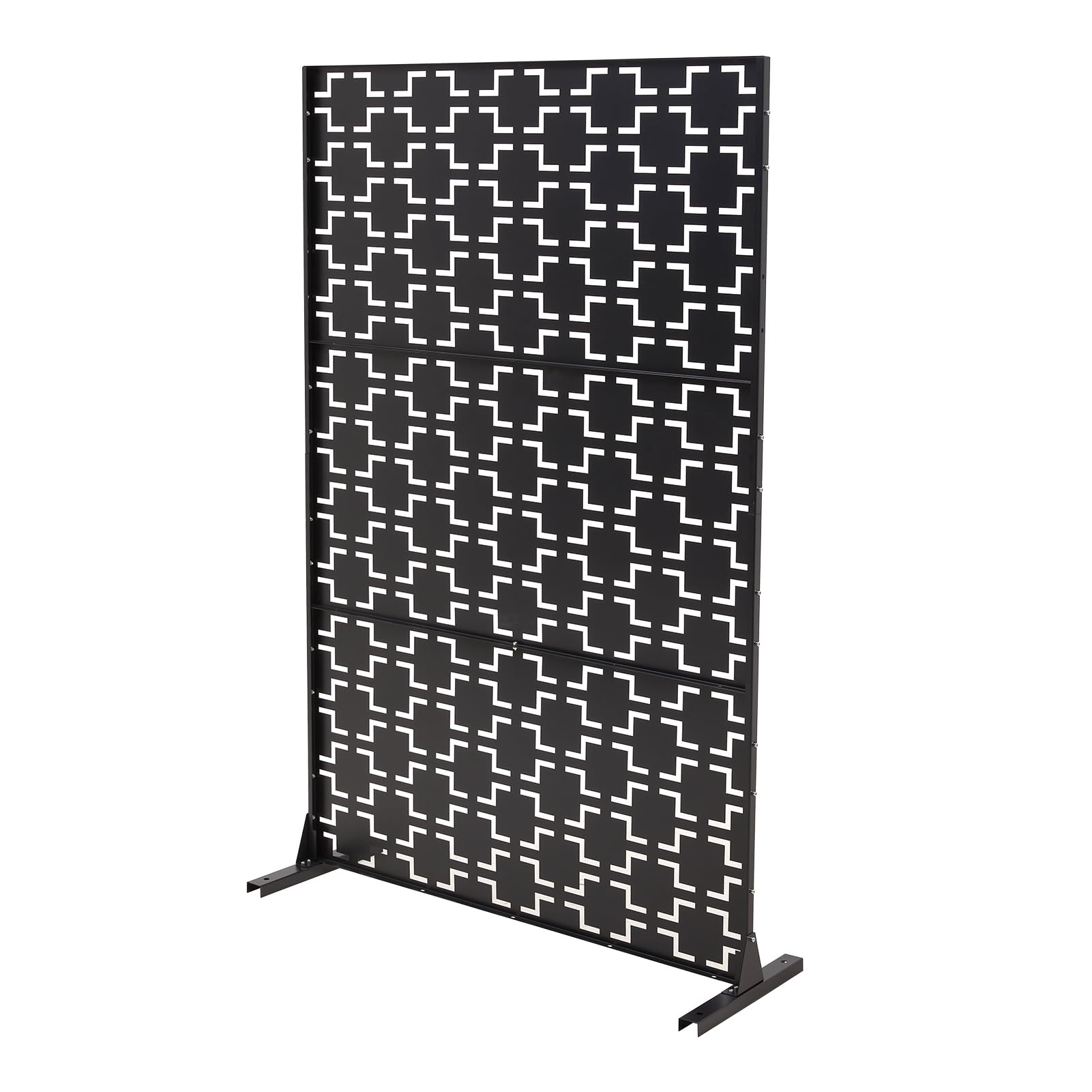 INMOZATA Metal Garden Screen Free Standing, 183x120cm Decorative Privacy Screen with Stand, Outdoor Divider Decorative Privacy Panel for Garden Balcony Patio Pool Hot Tub, Geometry Pattern