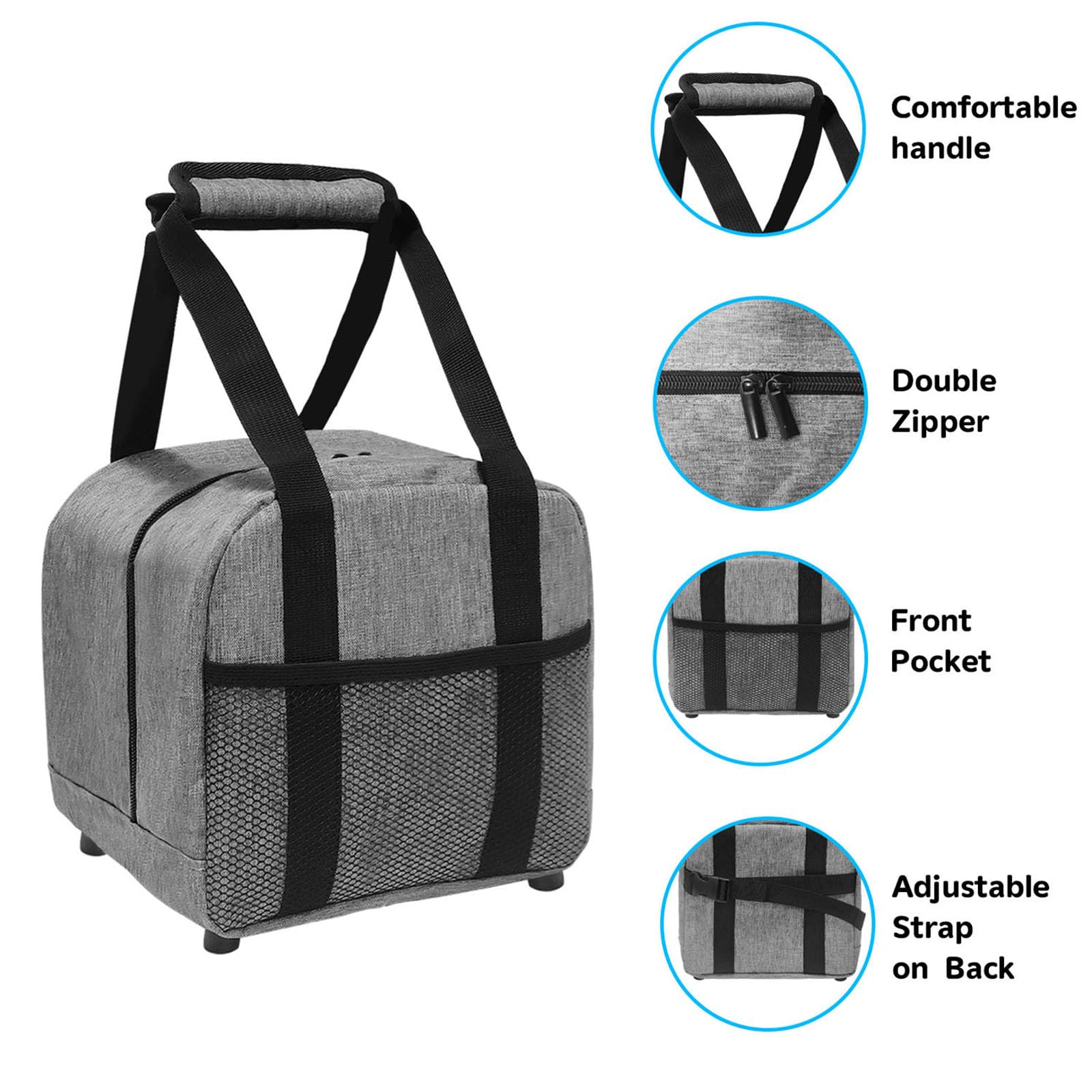 Bolsa de bolos portátil con soporte acolchado para almacenamiento seguro, bolso individual portátil