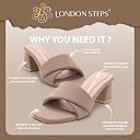 LONDON STEPS Women's Block Heel Slides Sandals | Fashion Open Toe Slip-On Heels | Comfortable Party & Casual Wear Mule Sandals for Women gallery image